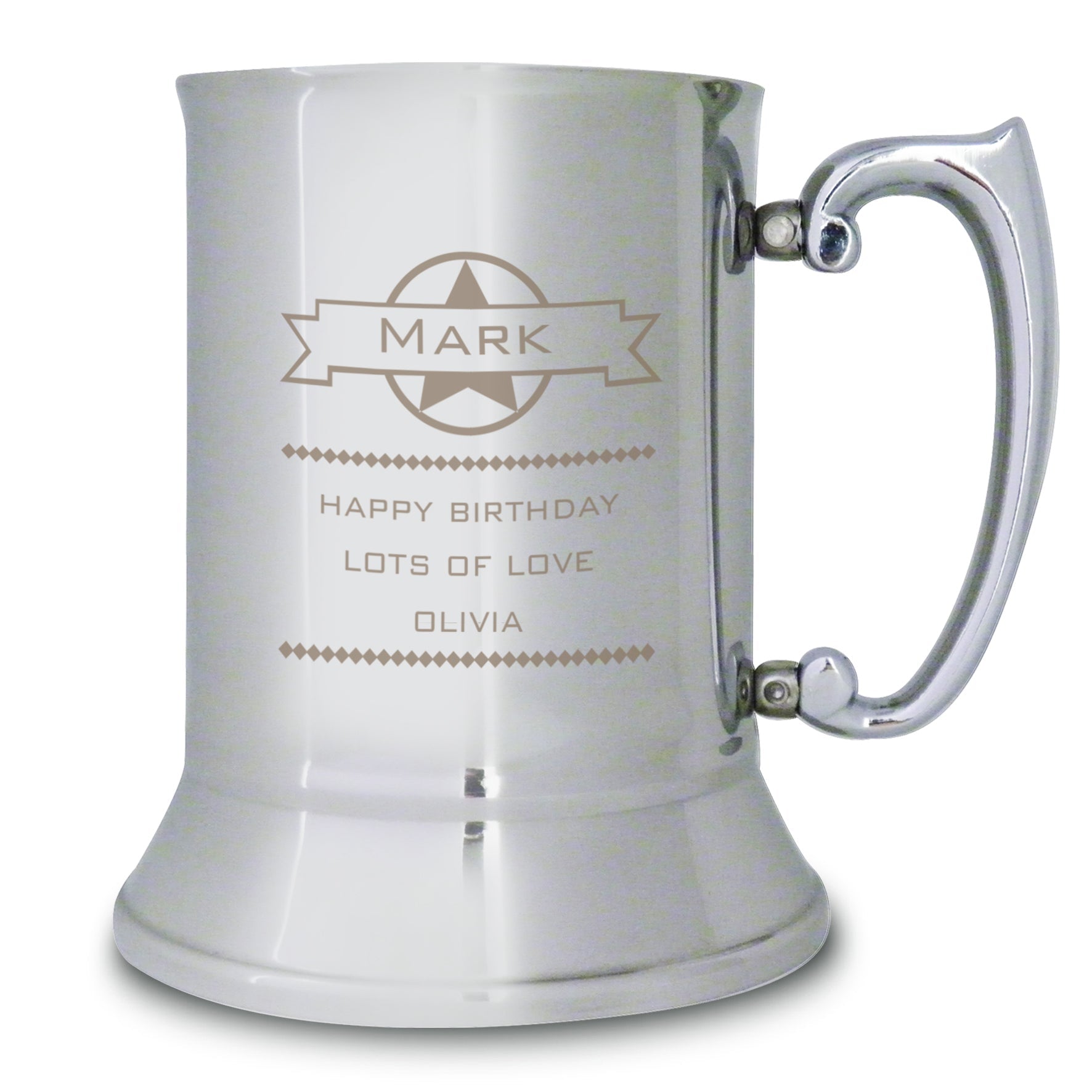 Glasses & Barware Personalised Diamond Stainless Steel Tankard