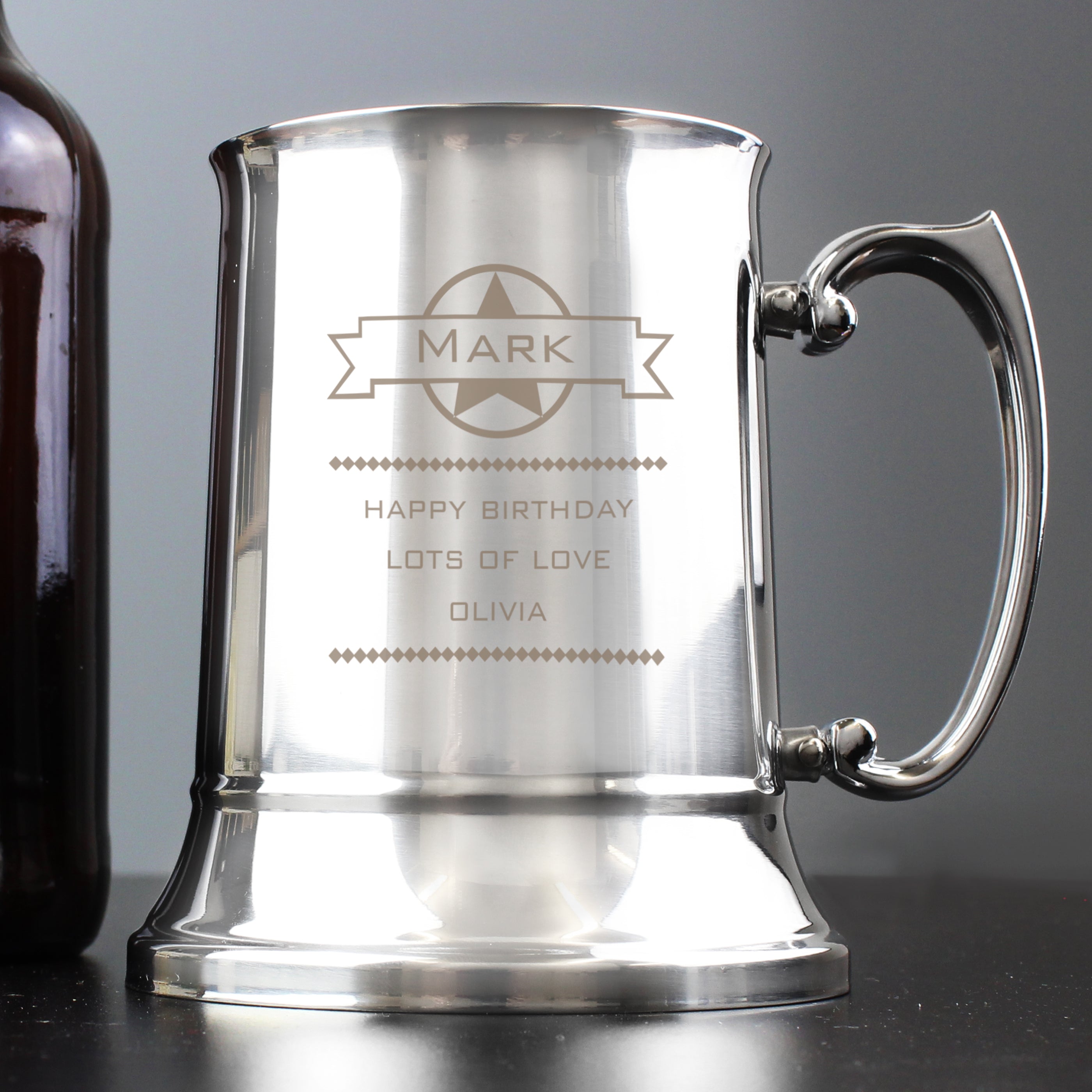 Glasses & Barware Personalised Diamond Stainless Steel Tankard