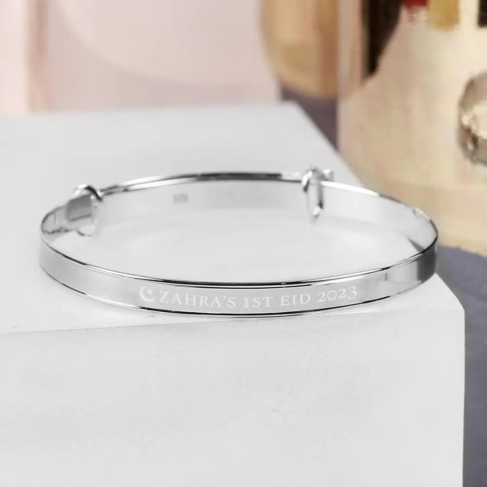 Trinket, Jewellery & Keepsake Boxes Personalised Eid Sterling Silver Childs Expanding Diamante Star Bracelet