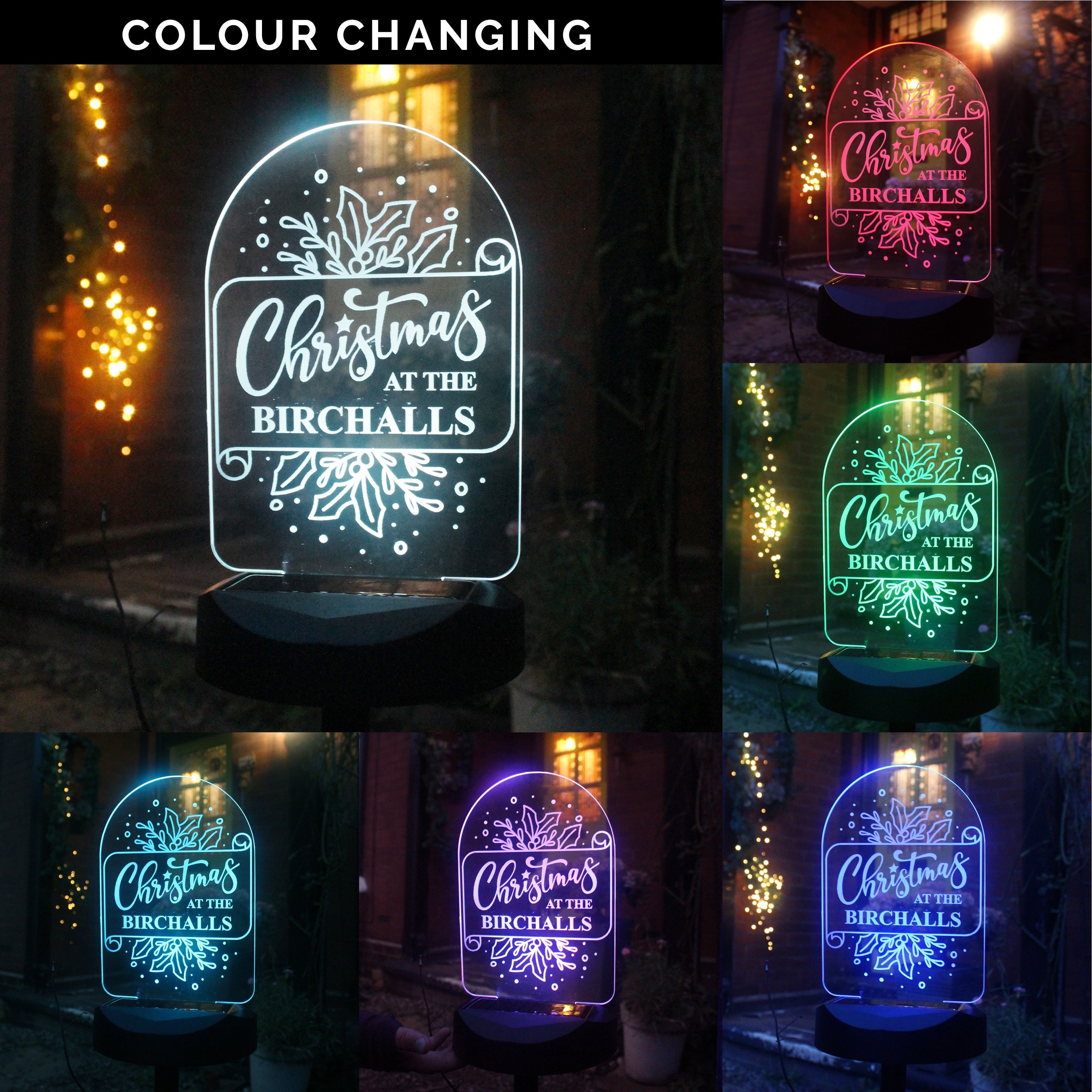LED Lights, Candles & Decorations Personalised Family Christmas Outdoor Solar Light