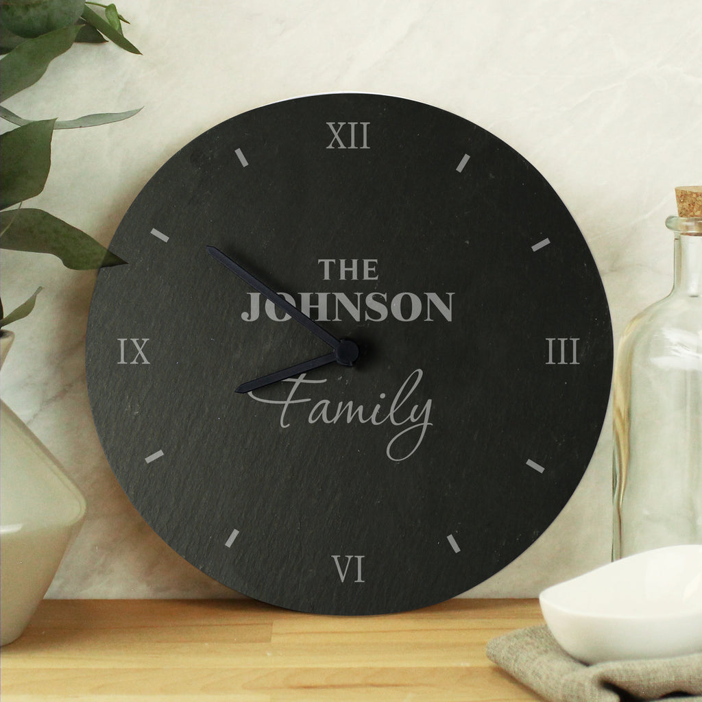 Clocks & Watches Personalised Family Slate Clock