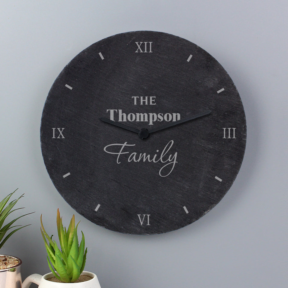 Clocks & Watches Personalised Family Slate Clock