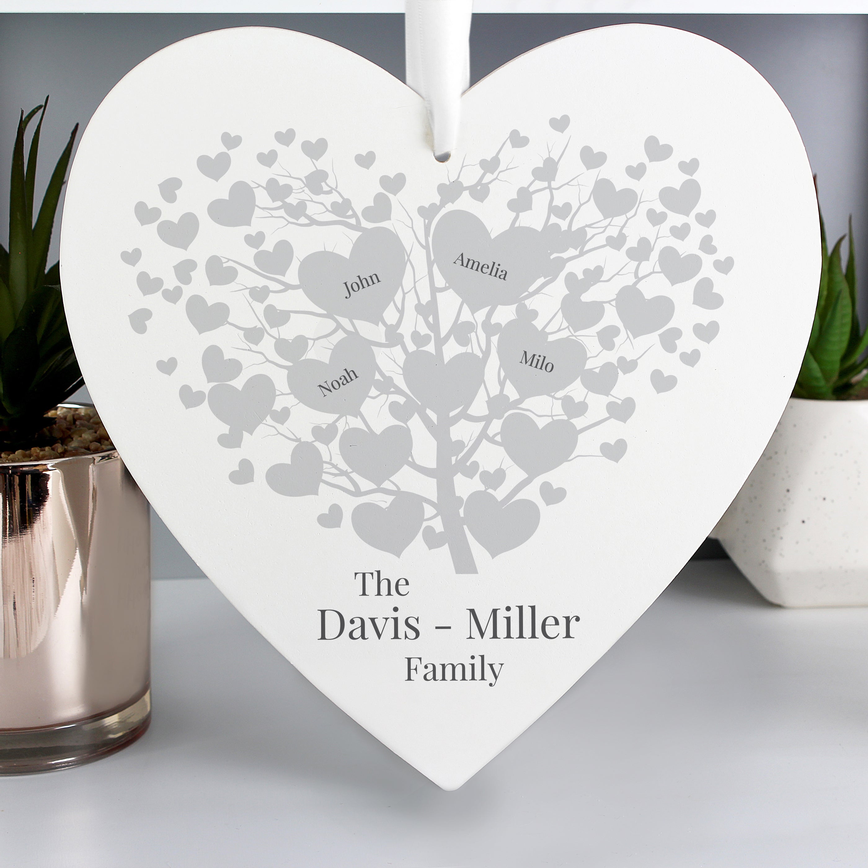 Hanging Decorations & Signs Personalised Family Tree Large Wooden Heart