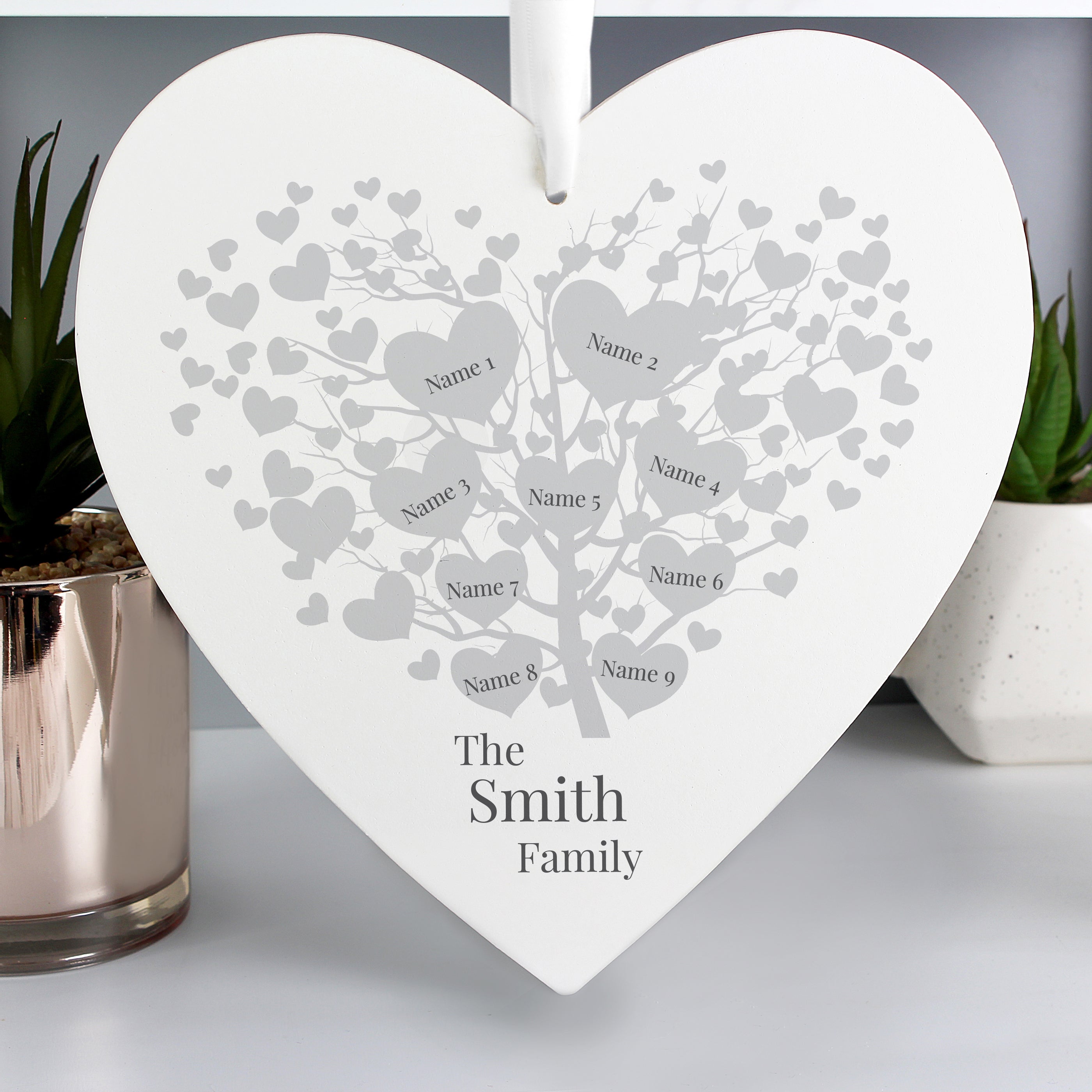 Hanging Decorations & Signs Personalised Family Tree Large Wooden Heart