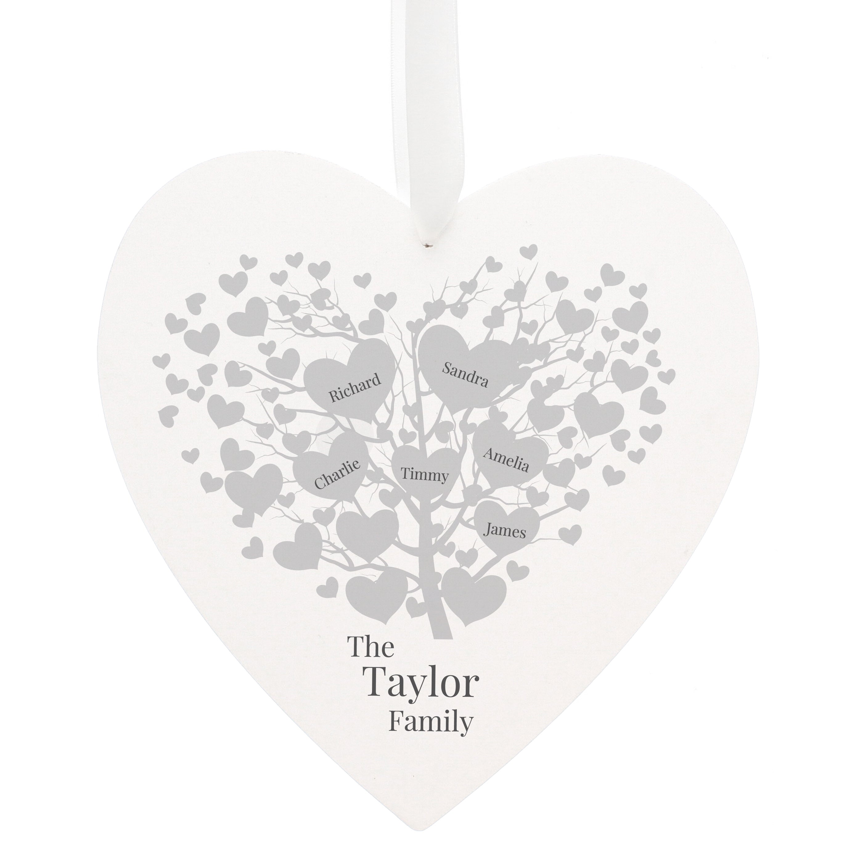 Hanging Decorations & Signs Personalised Family Tree Large Wooden Heart
