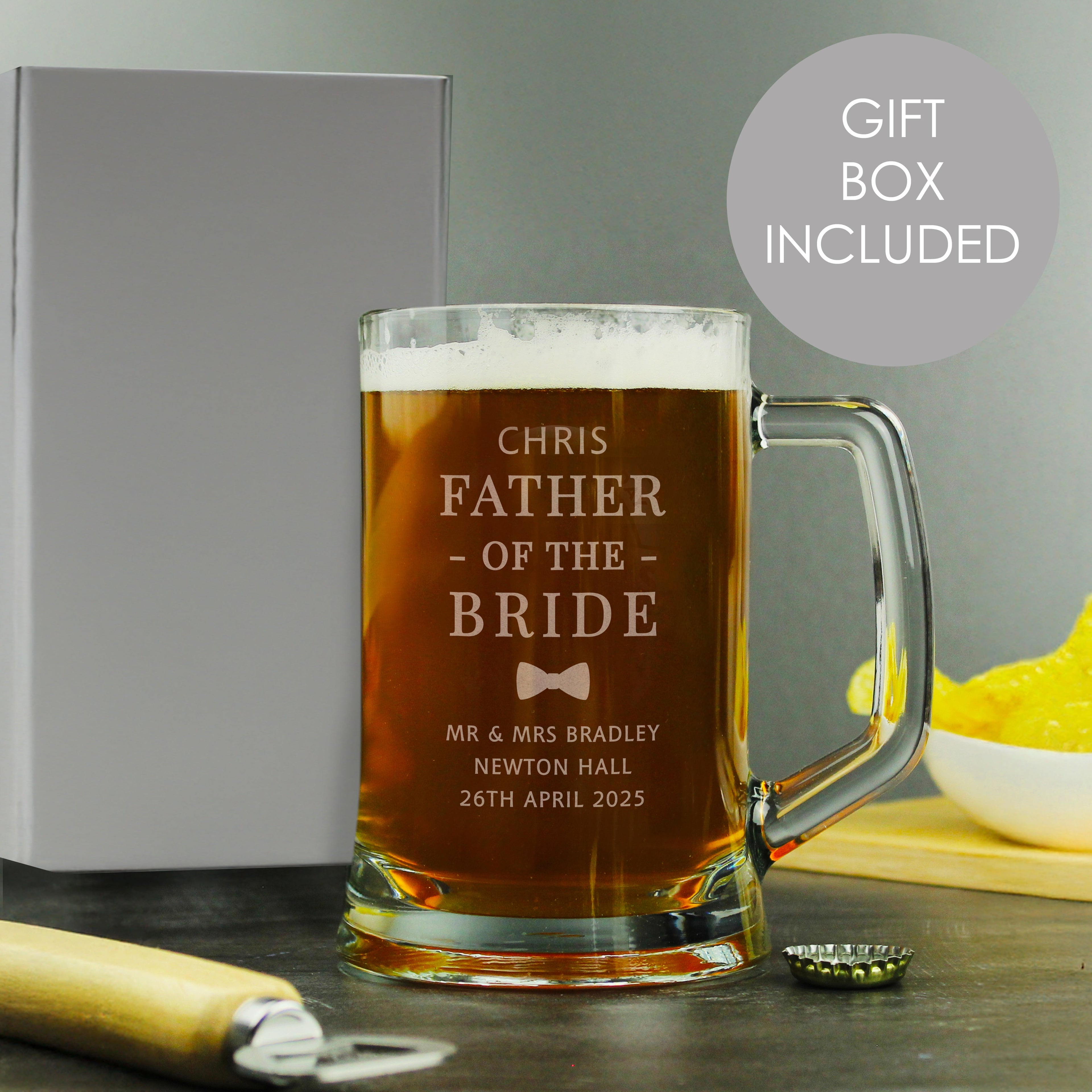 Glasses & Barware Personalised Father of the Bride Pint Stern Tankard