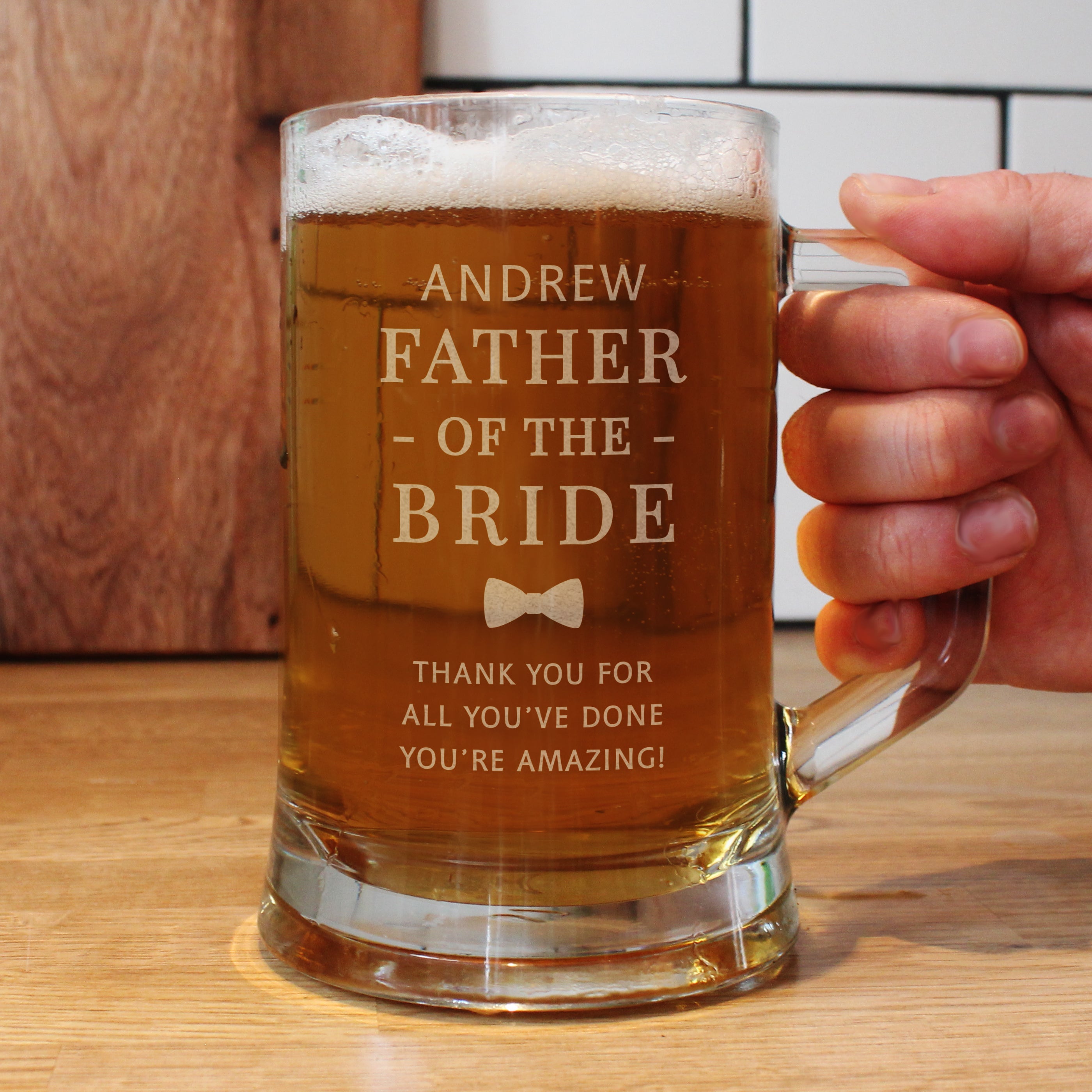 Glasses & Barware Personalised Father of the Bride Pint Stern Tankard