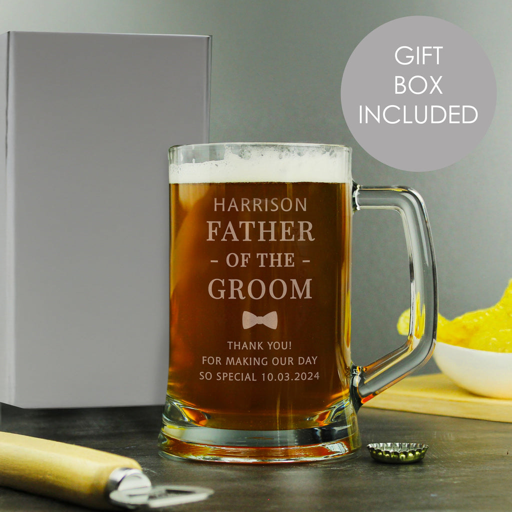 Glasses & Barware Personalised Father of the Groom Pint Stern Tankard