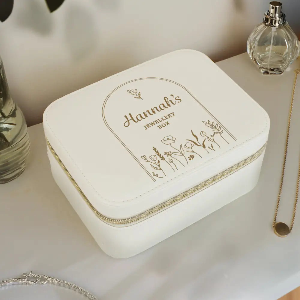 Trinket, Jewellery & Keepsake Boxes Personalised Floral Arch Travel Jewellery Box
