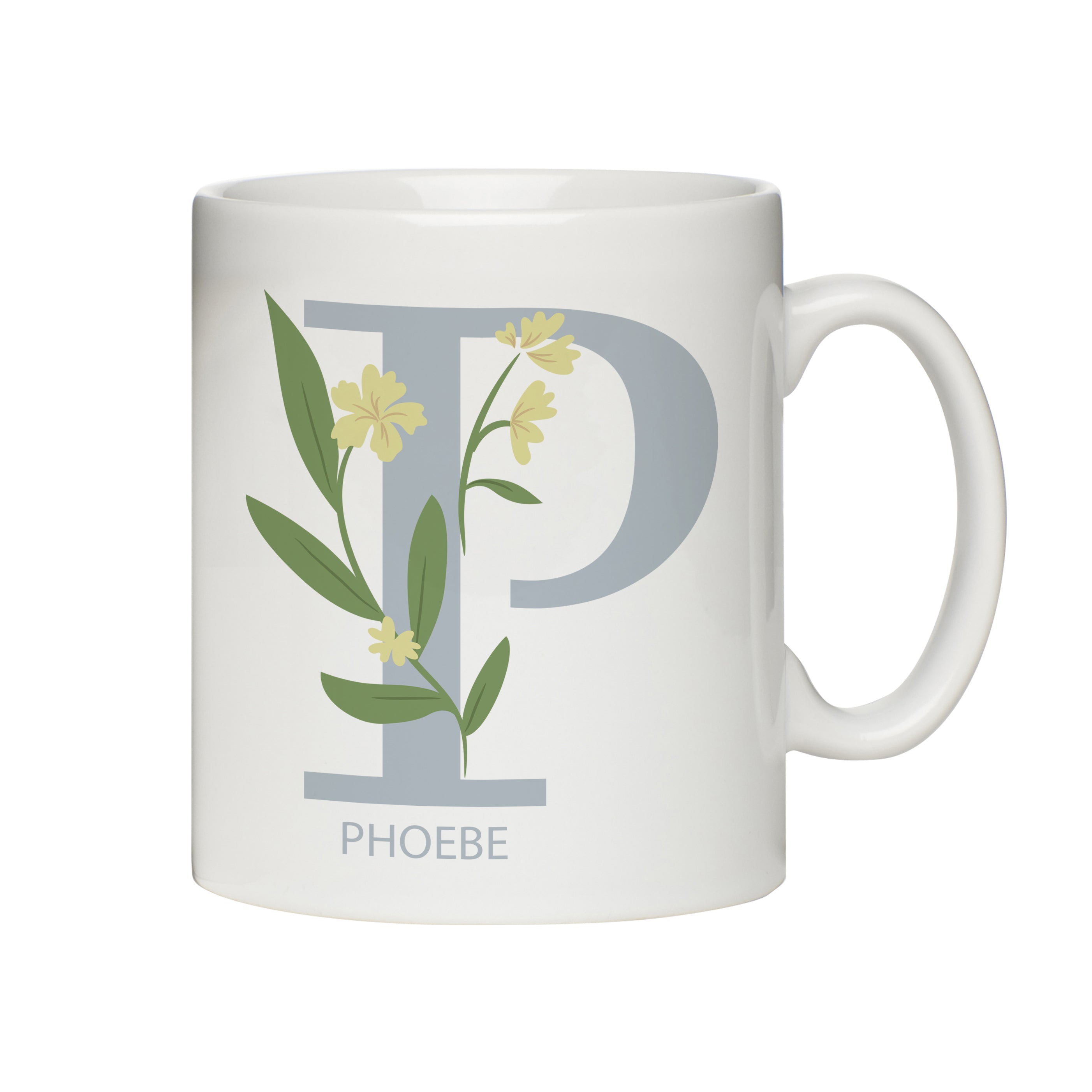 Mugs Personalised Floral Initial Mug