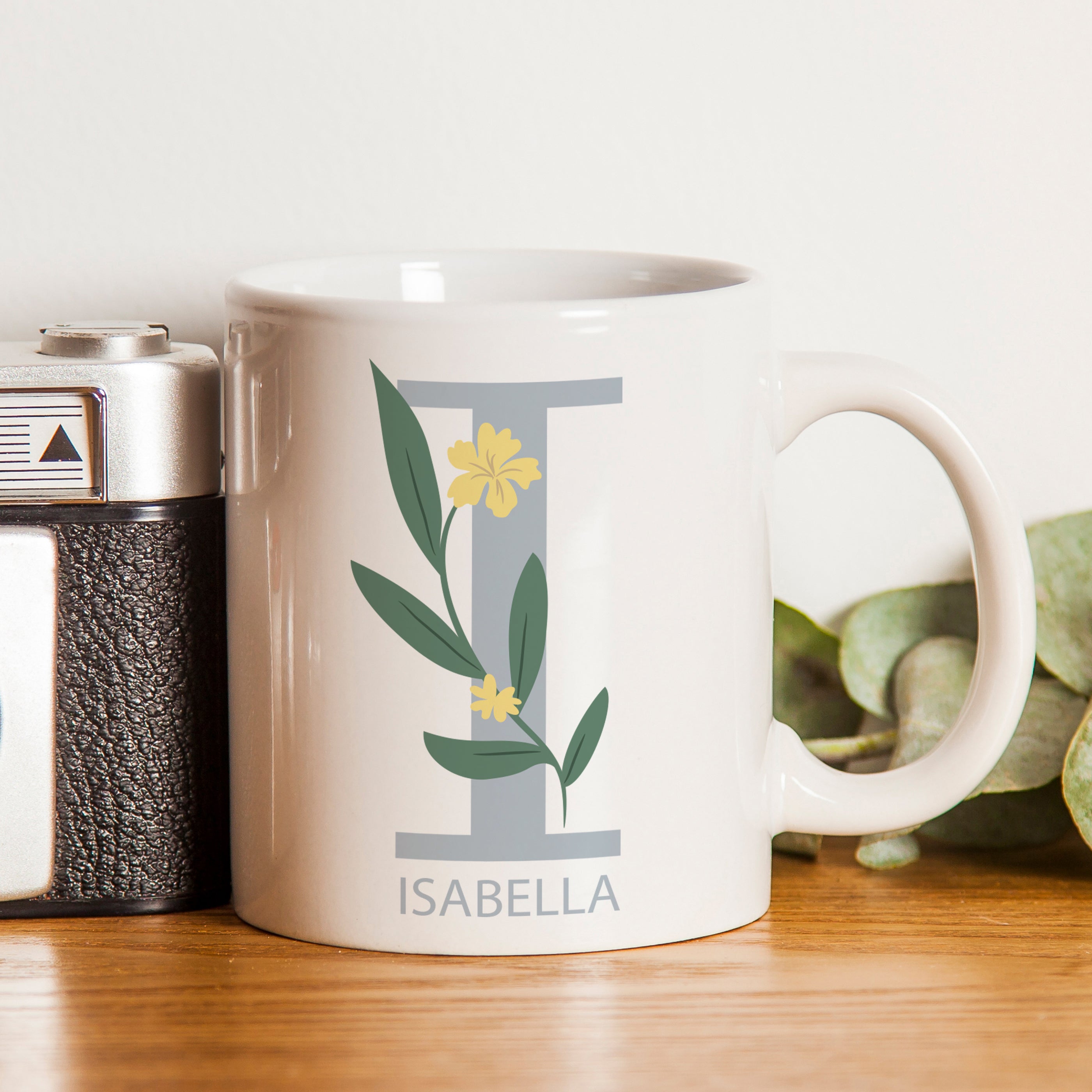 Mugs Personalised Floral Initial Mug