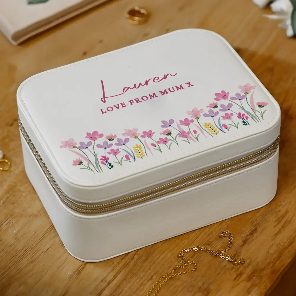 Trinket, Jewellery & Keepsake Boxes Personalised Floral Travel Jewellery Box