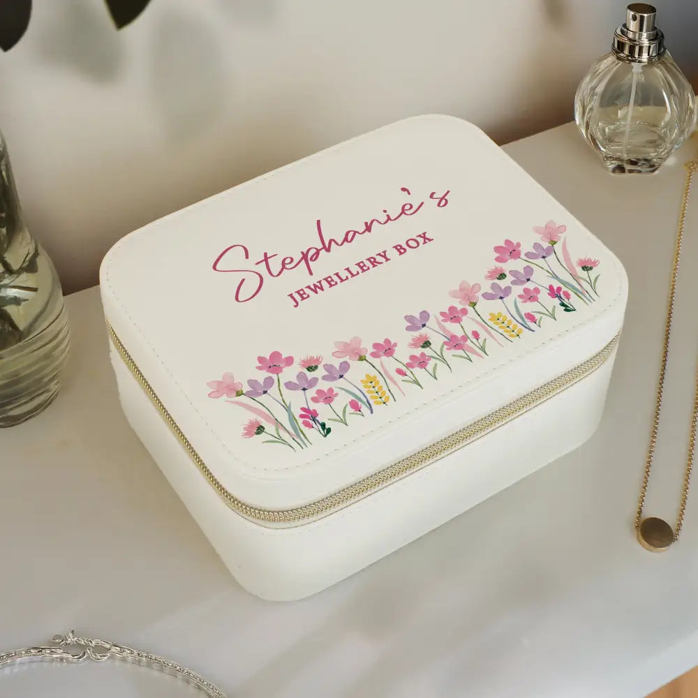 Trinket, Jewellery & Keepsake Boxes Personalised Floral Travel Jewellery Box