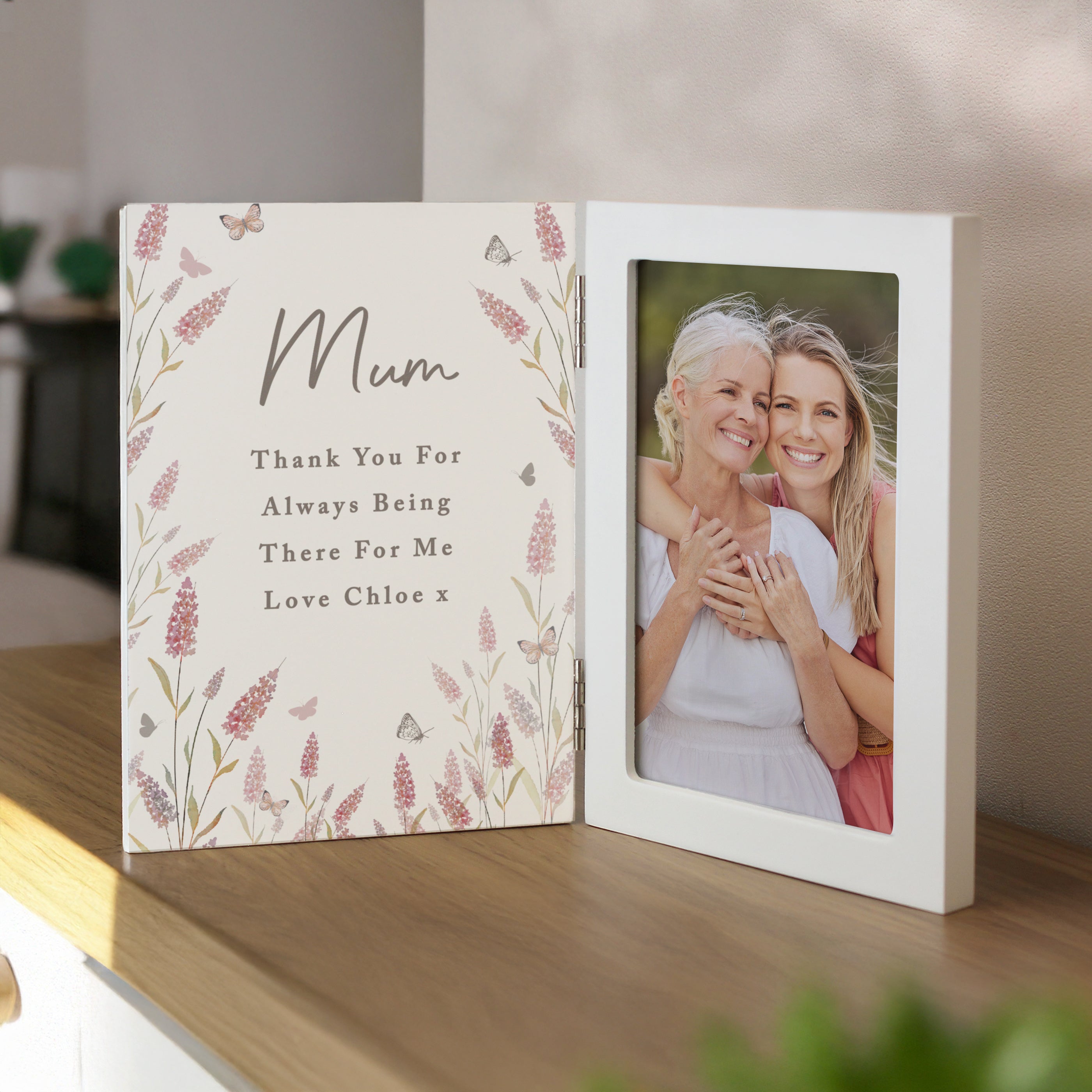 Photo Frames, Albums and Guestbooks Personalised Floral Wooden Hinged 6x4 Photo Frame
