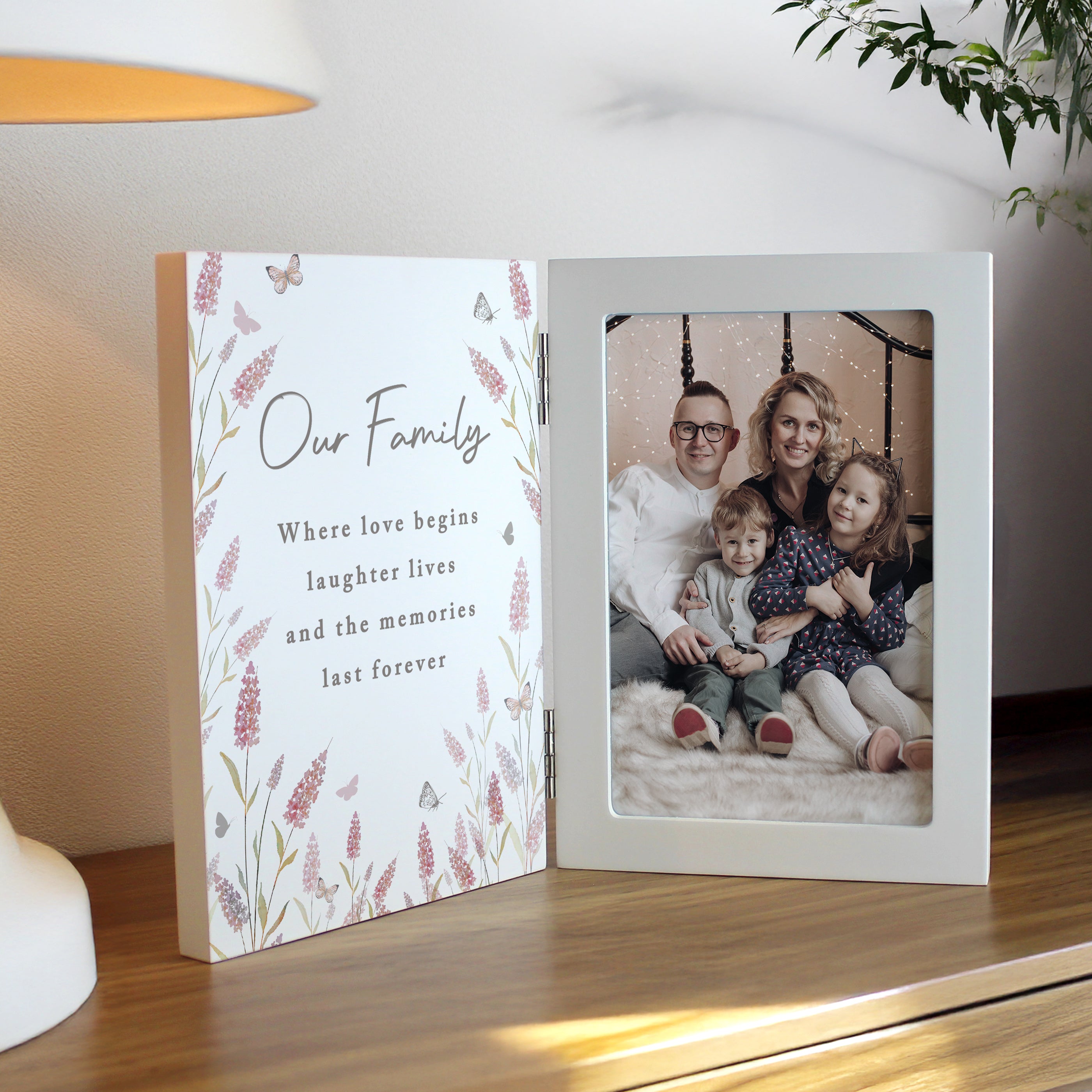 Photo Frames, Albums and Guestbooks Personalised Floral Wooden Hinged 6x4 Photo Frame