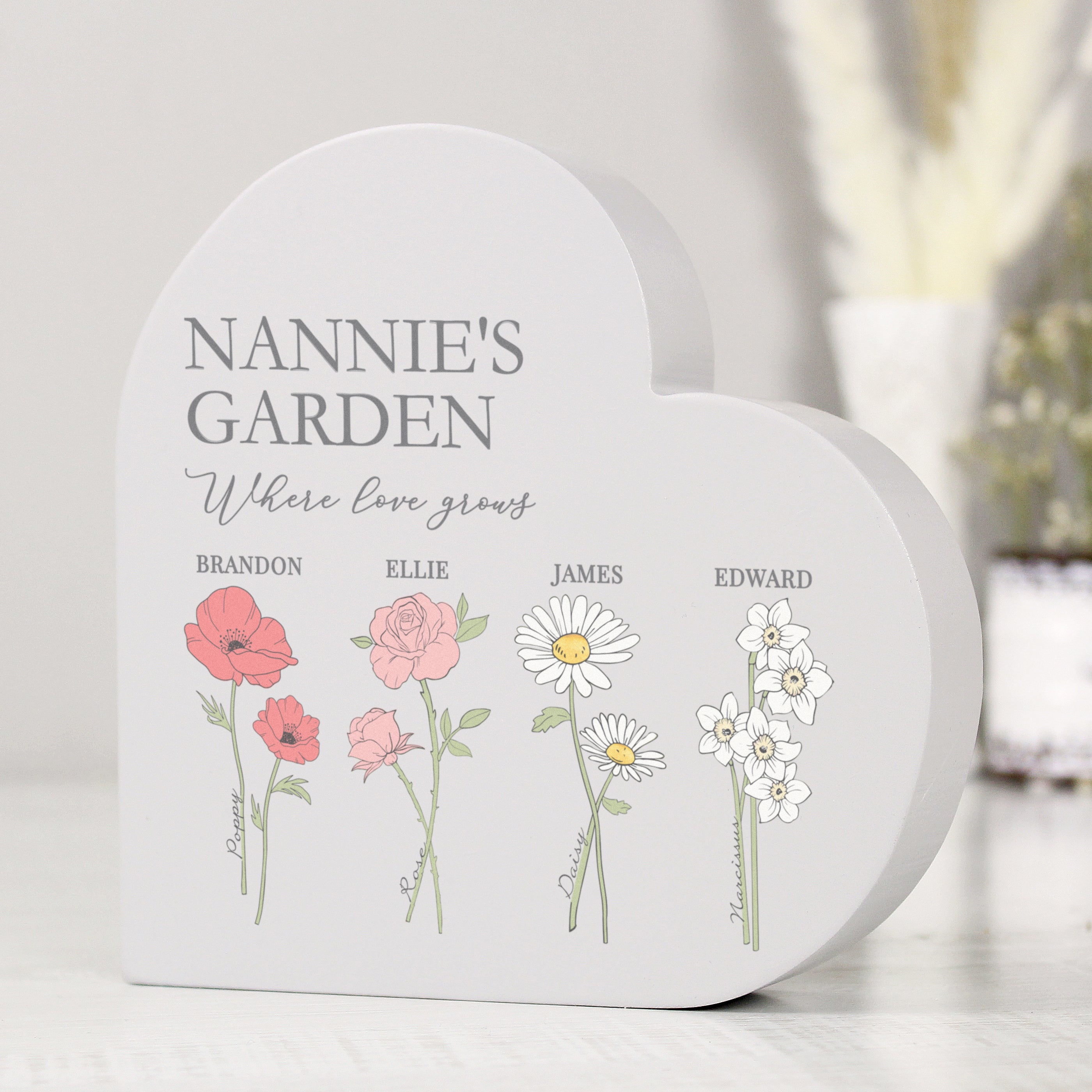 Ornaments Personalised Flower of the Month Family Heart Ornament