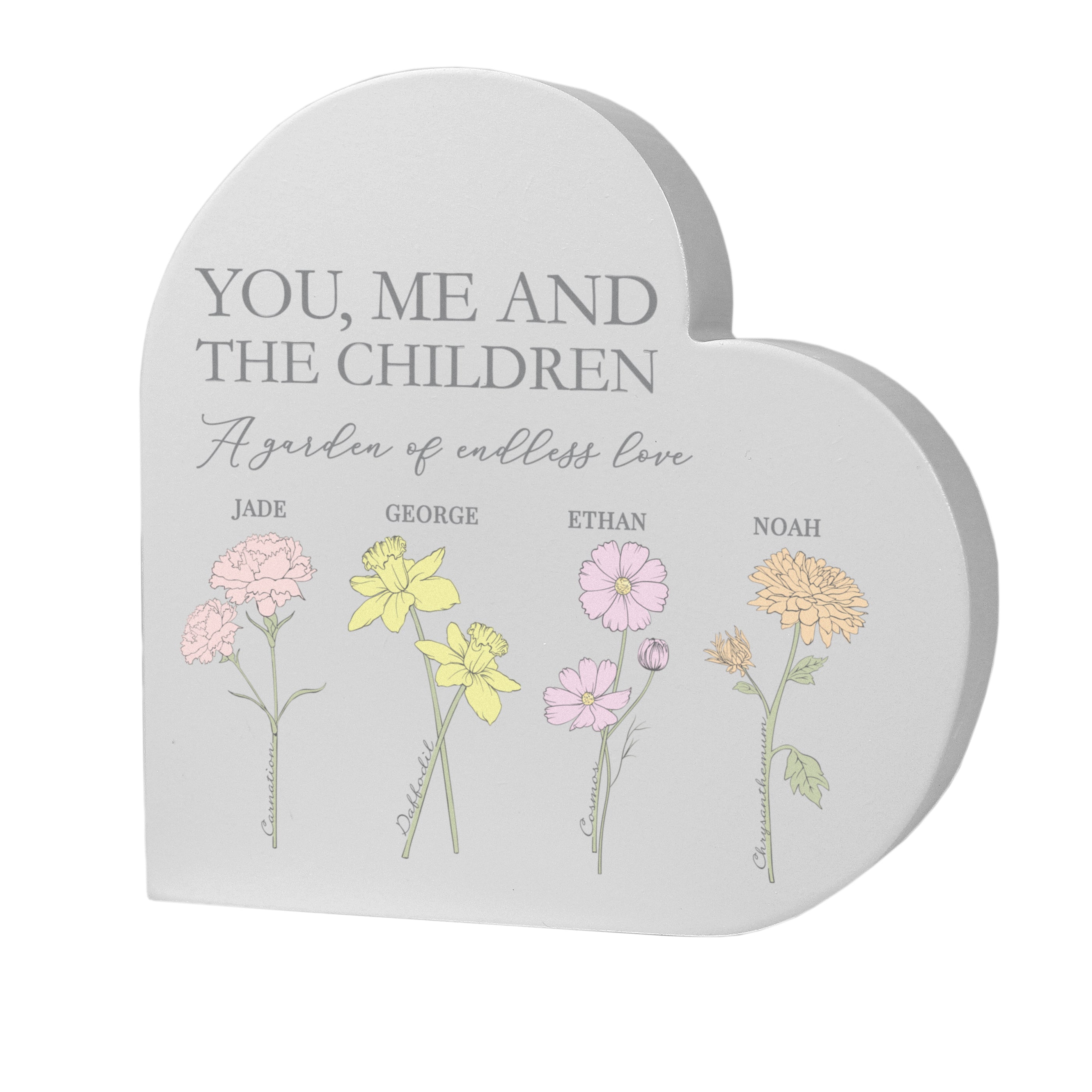 Ornaments Personalised Flower of the Month Family Heart Ornament