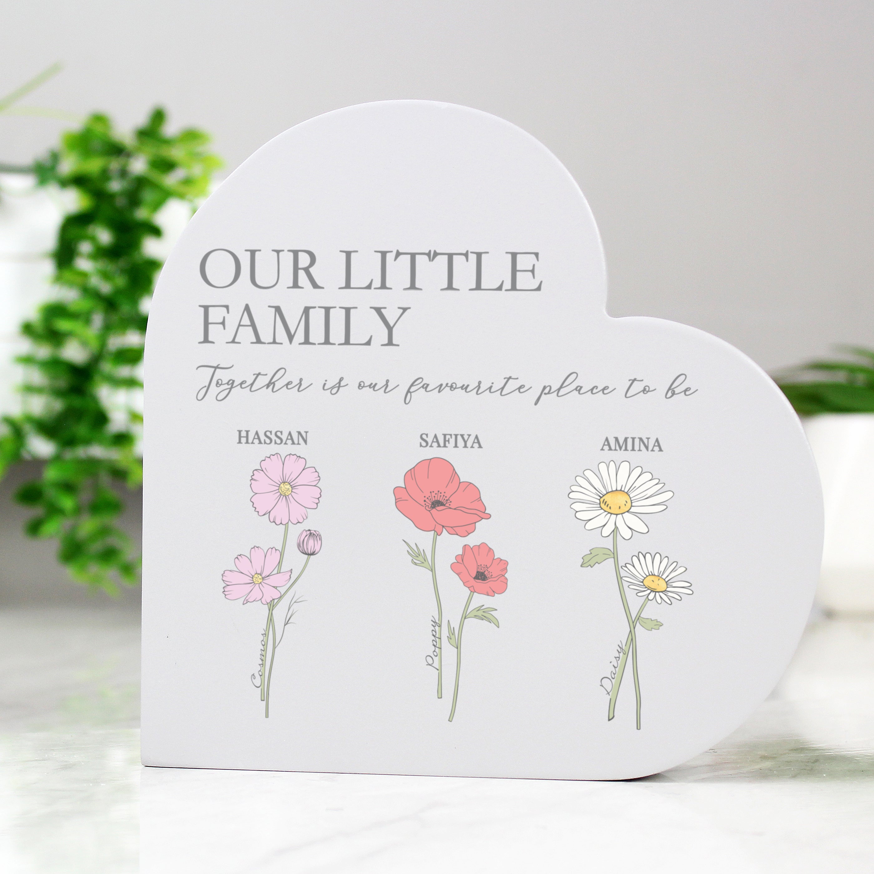 Ornaments Personalised Flower of the Month Family Heart Ornament