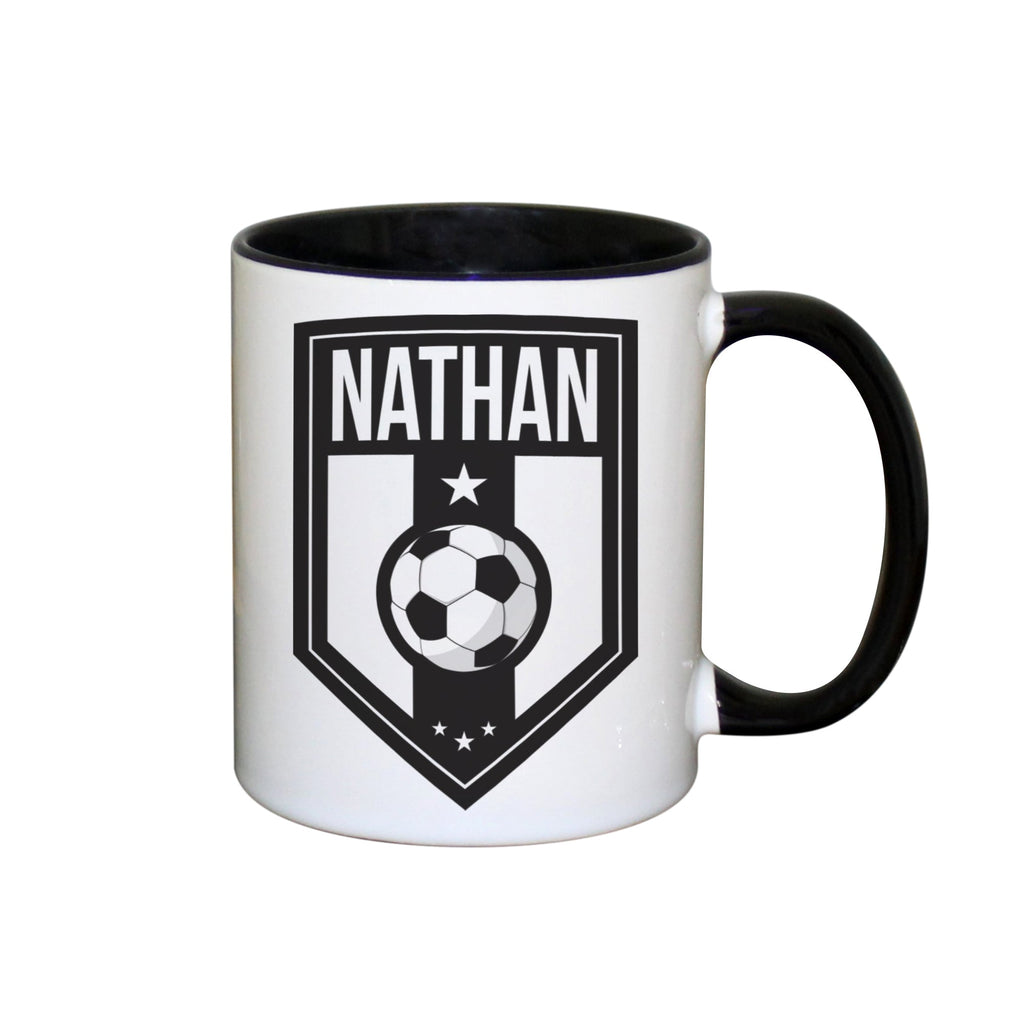 Mugs Personalised Football Badge Black Handled Mug