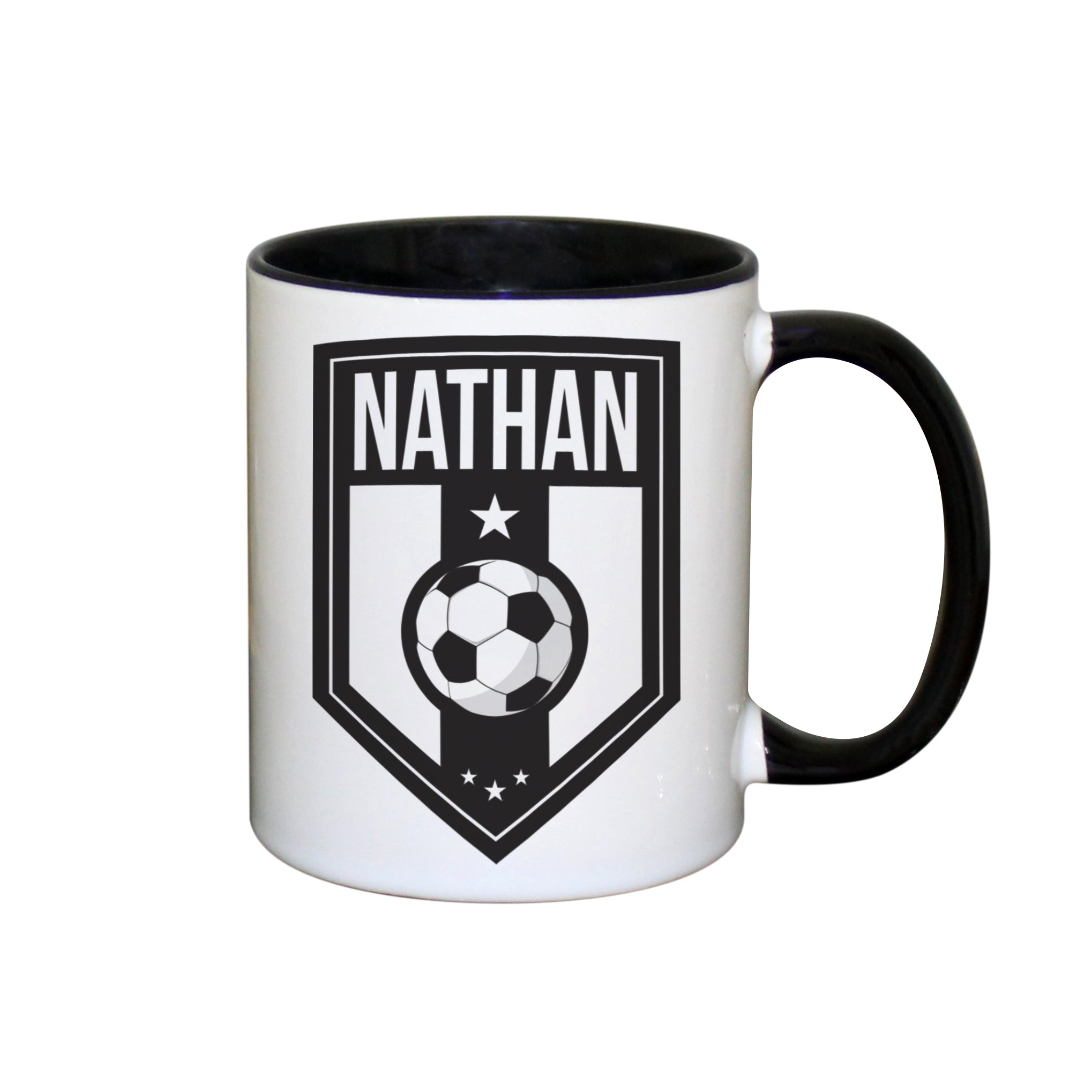 Mugs Personalised Football Badge Black Handled Mug