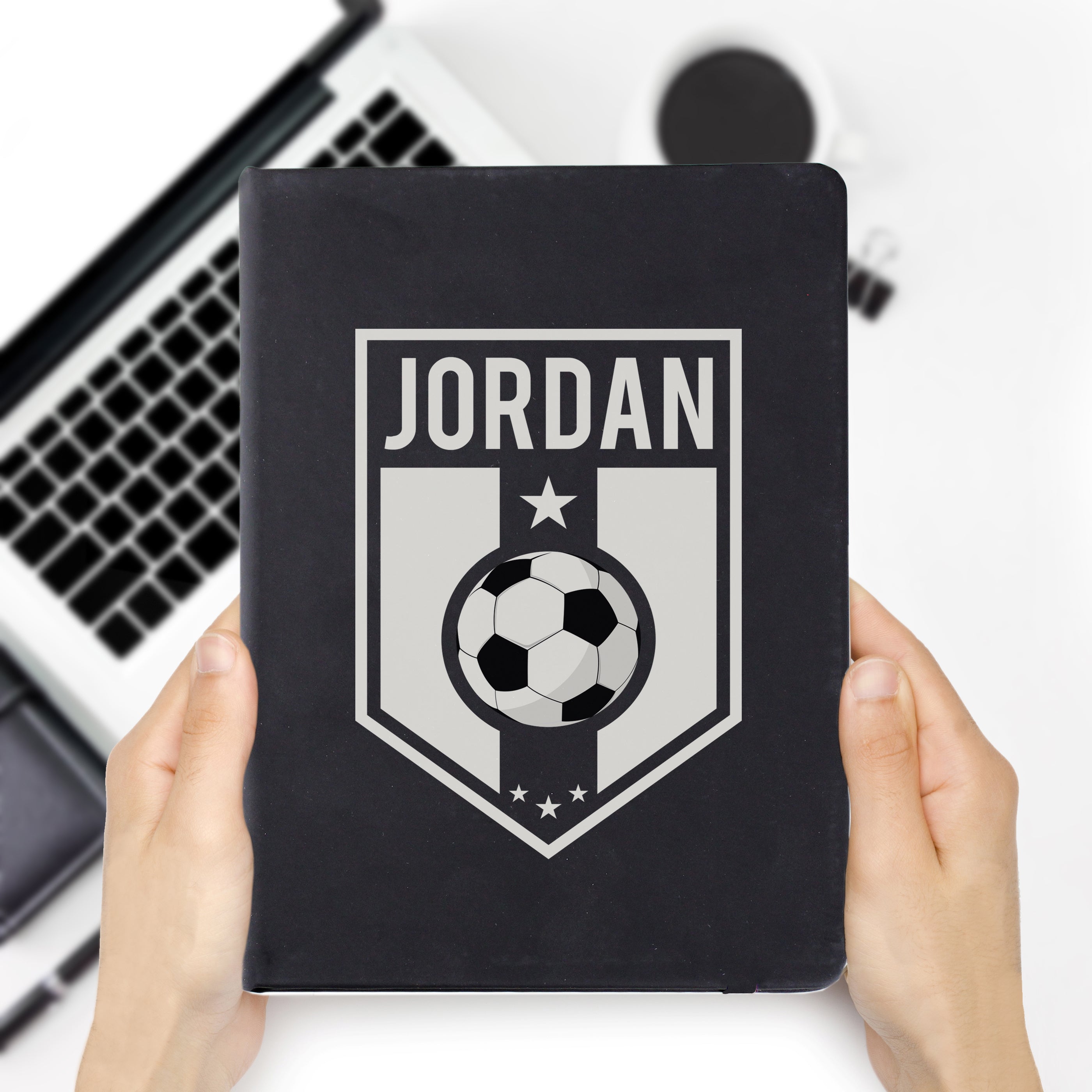 Stationery & Pens Personalised Football Badge Black Notebook