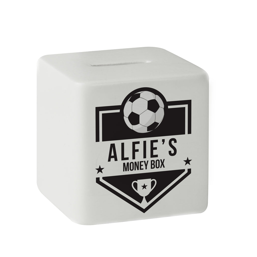 Money Boxes Personalised Football Badge Ceramic Square Money Box