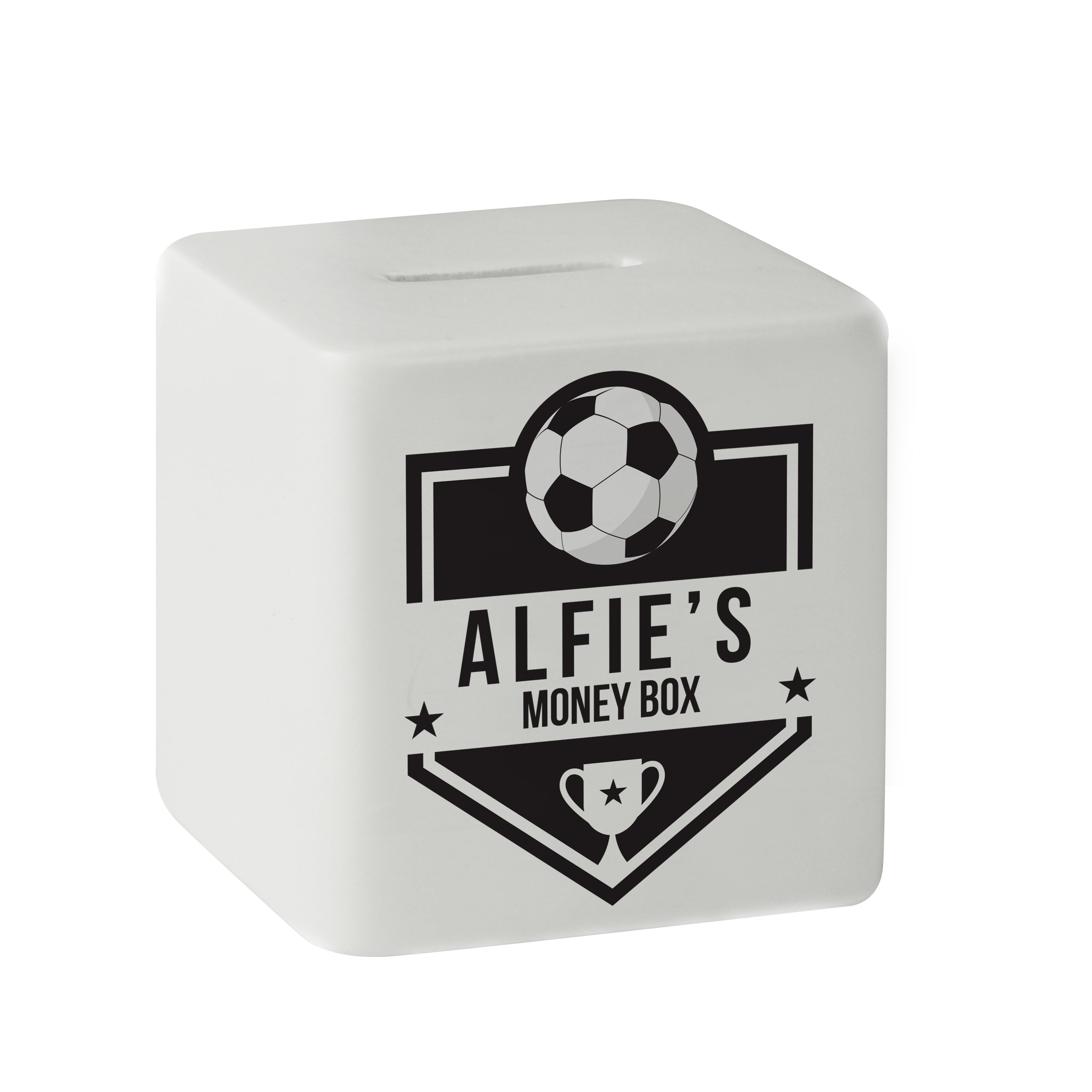 Money Boxes Personalised Football Badge Ceramic Square Money Box