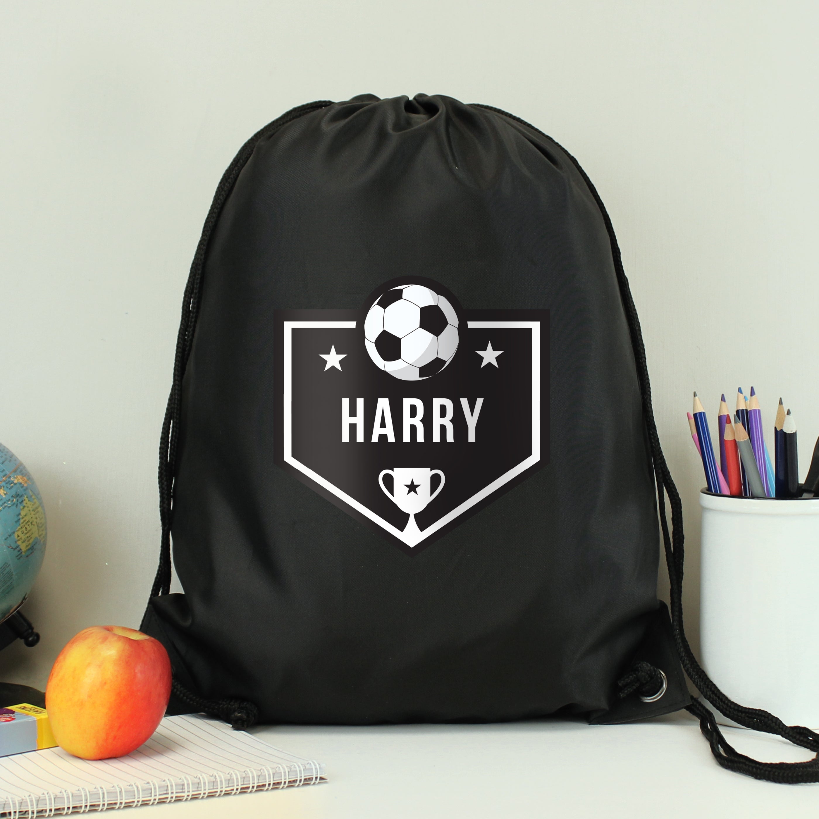 Textiles Personalised Football Banner Black Kit Bag