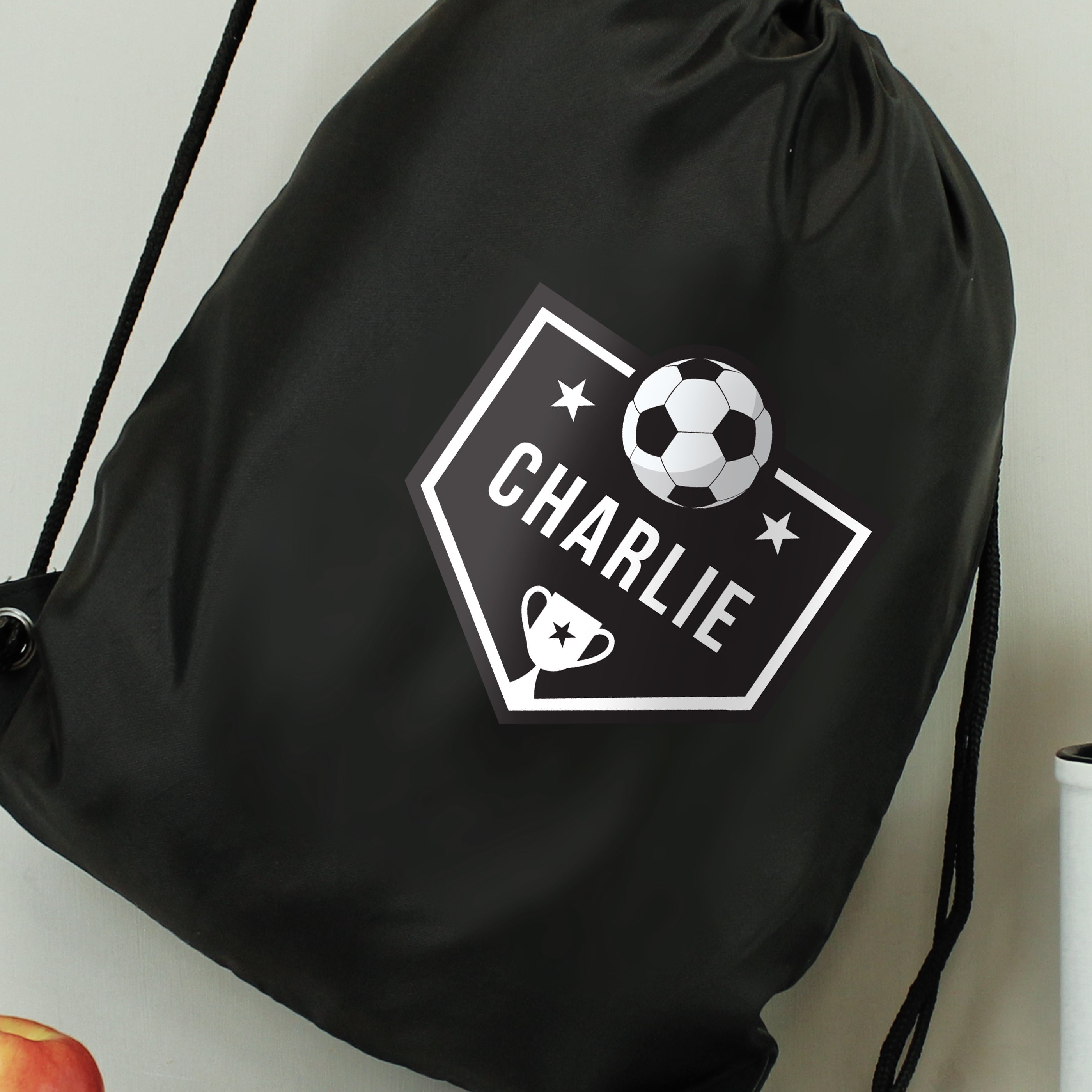 Textiles Personalised Football Banner Black Kit Bag