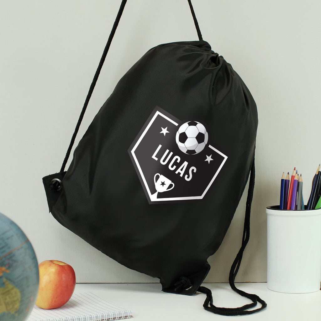 Textiles Personalised Football Banner Black Kit Bag