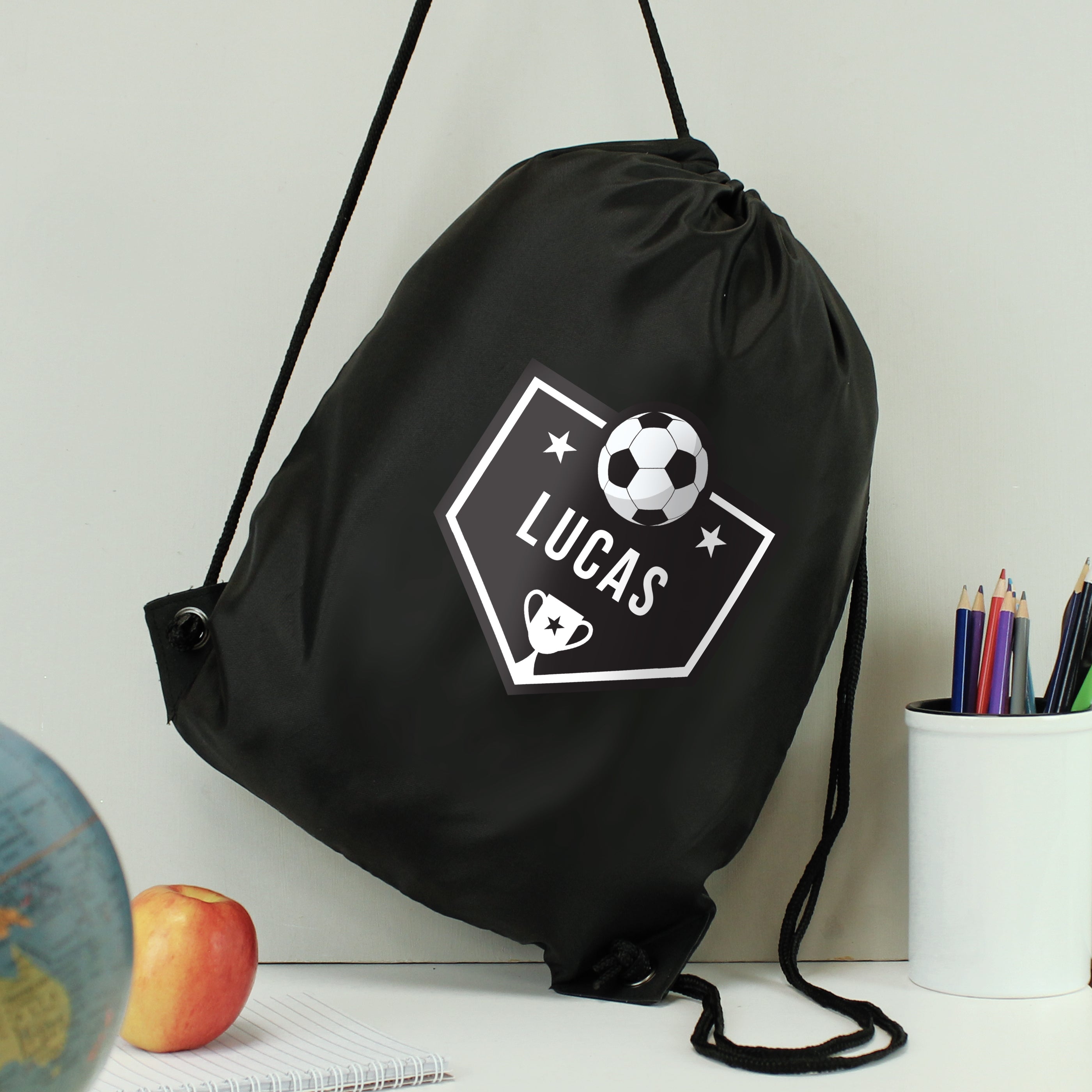 Textiles Personalised Football Banner Black Kit Bag