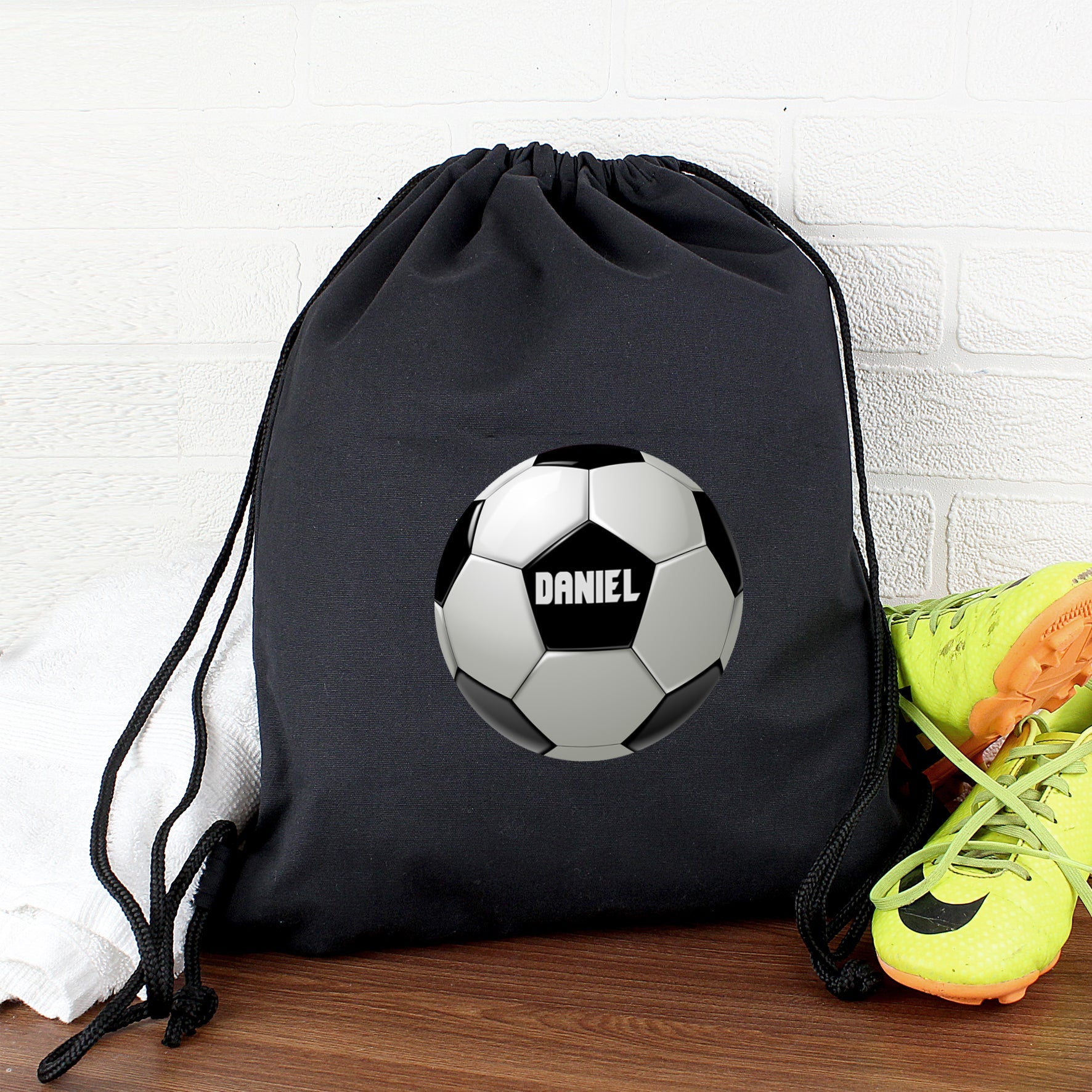 Textiles Personalised Football Black Kit Bag