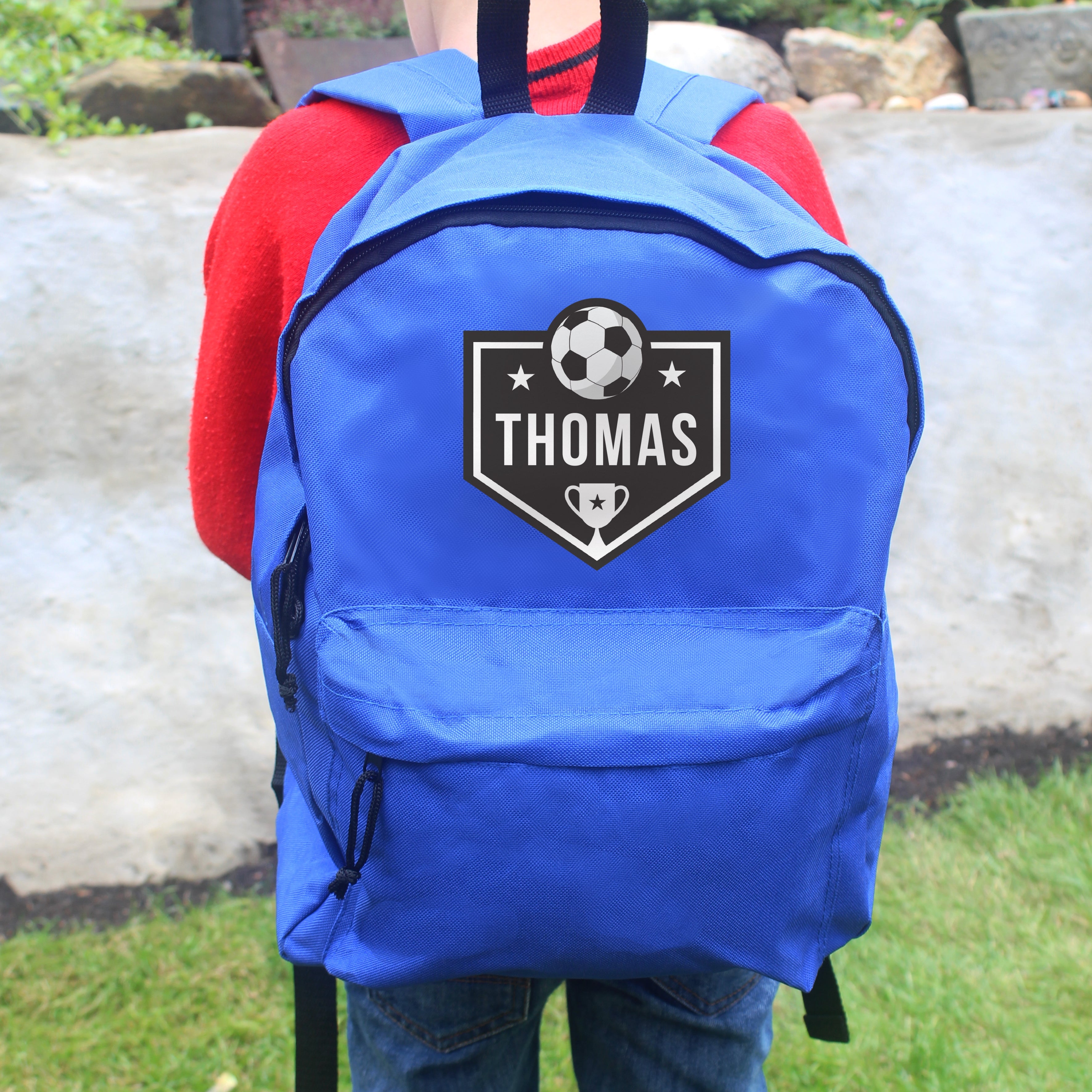 Textiles Personalised Football Blue Backpack