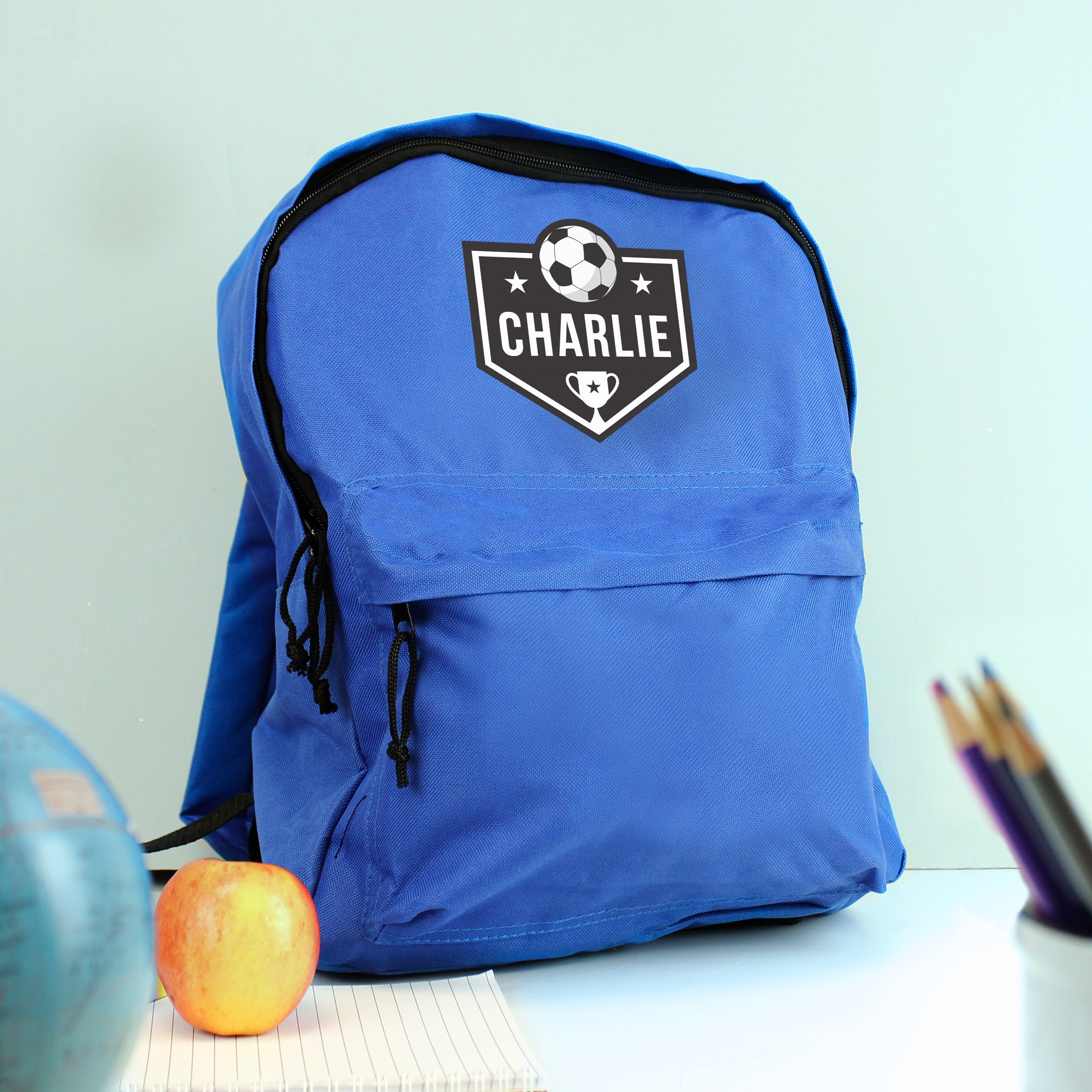 Textiles Personalised Football Blue Backpack