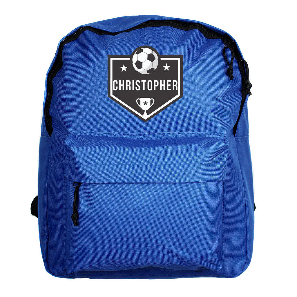 Textiles Personalised Football Blue Backpack