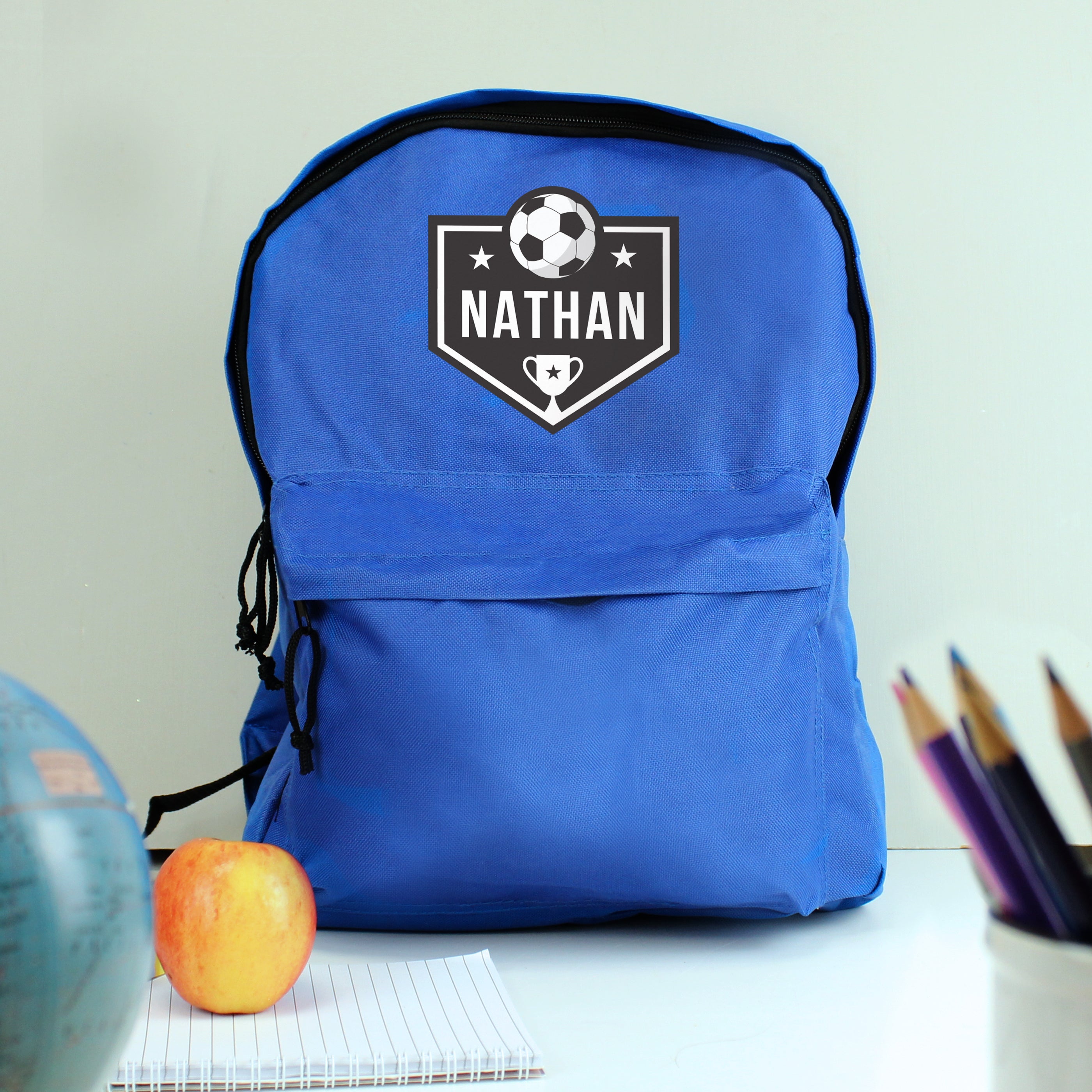 Textiles Personalised Football Blue Backpack