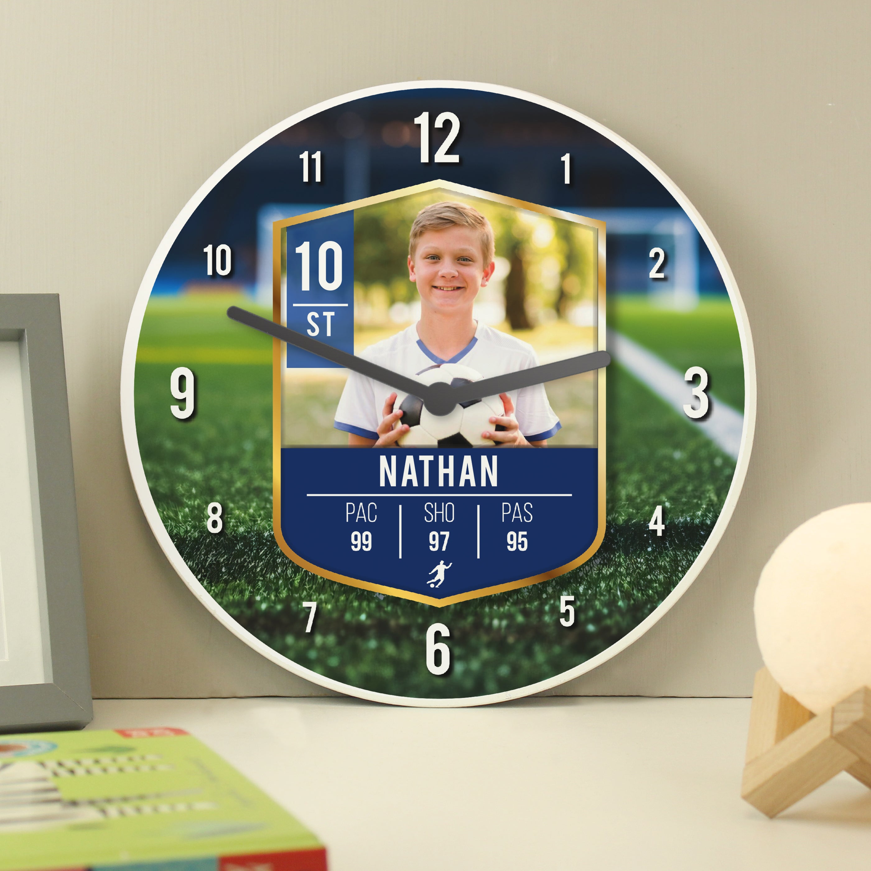 Wooden Personalised Football Photo Upload Childrens Clock