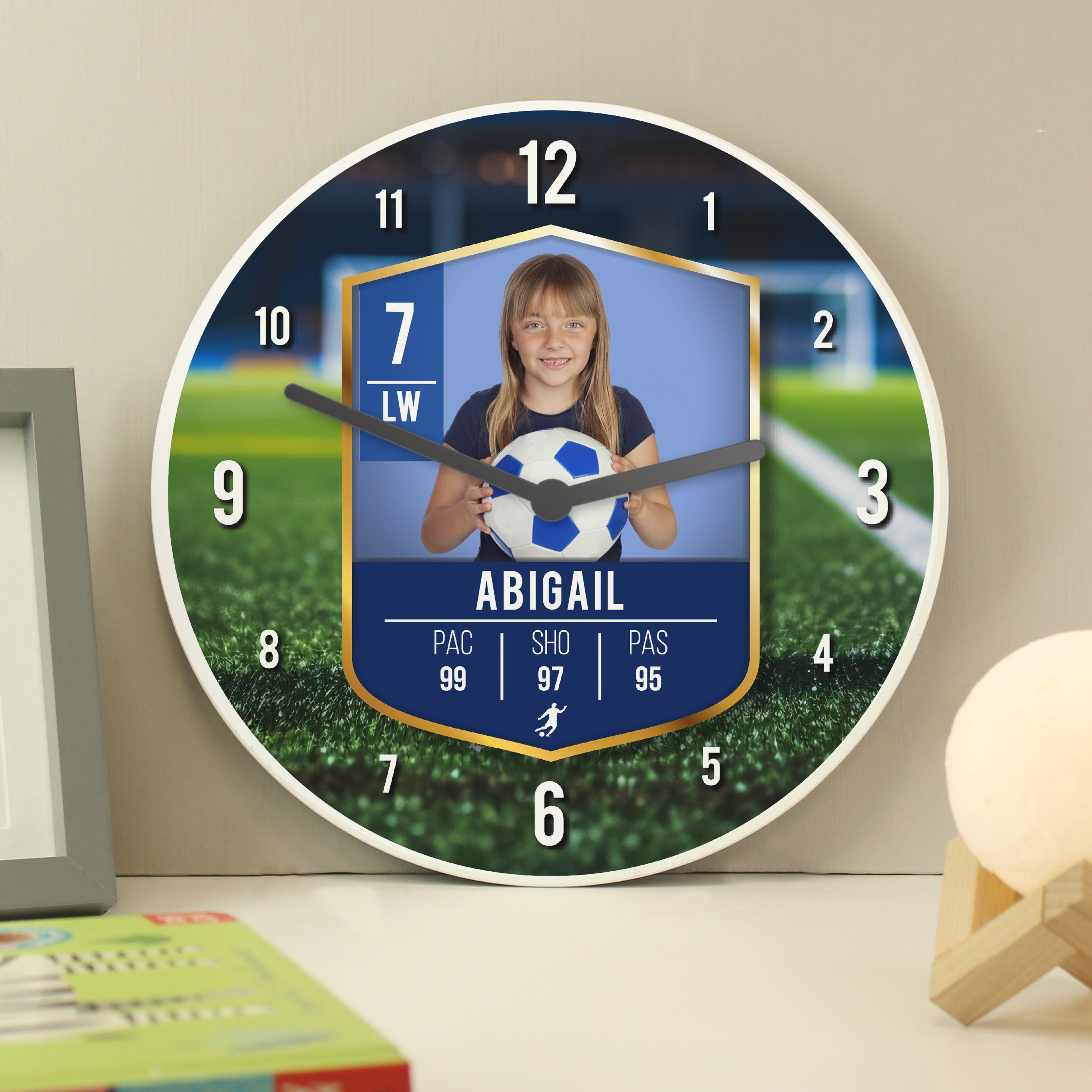 Wooden Personalised Football Photo Upload Childrens Clock