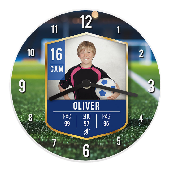 Wooden Personalised Football Photo Upload Childrens Clock