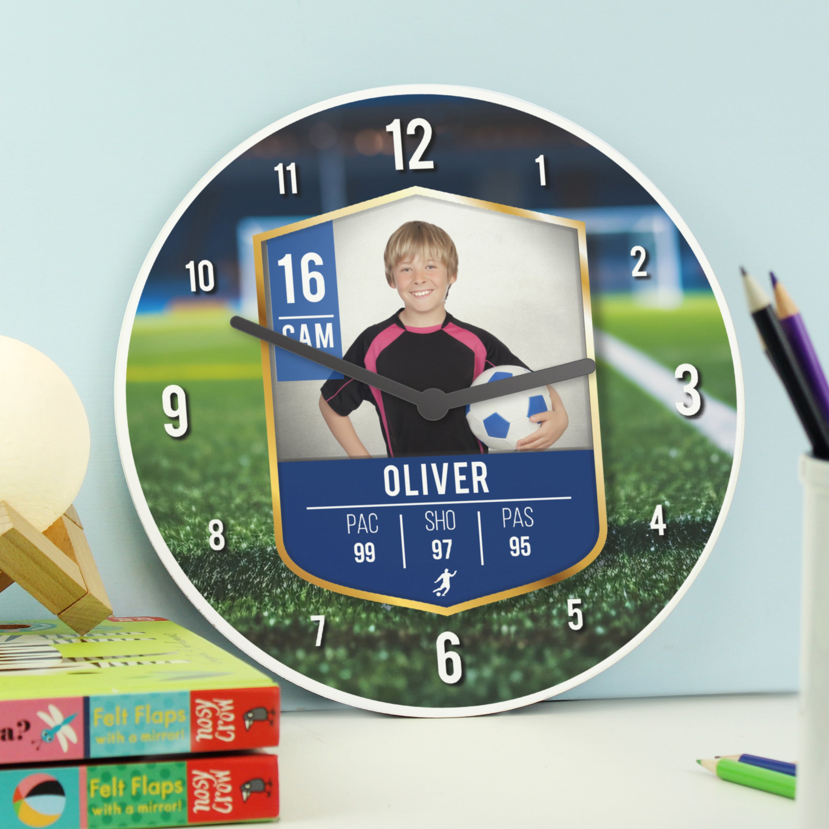 Wooden Personalised Football Photo Upload Childrens Clock