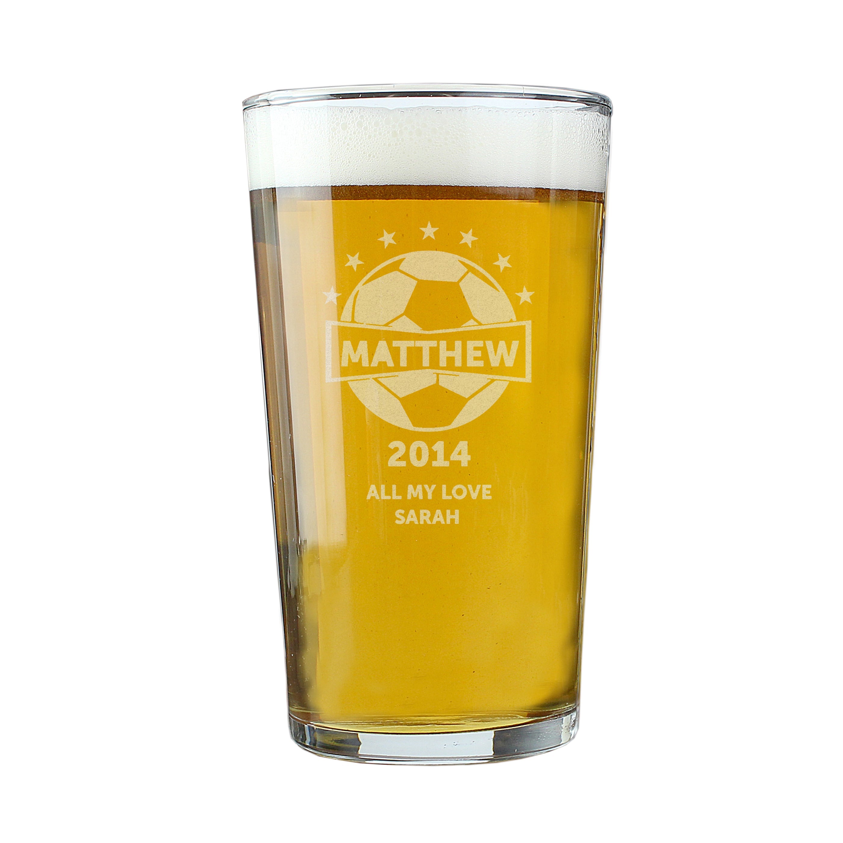 Glasses & Barware Personalised Football Pint Glass