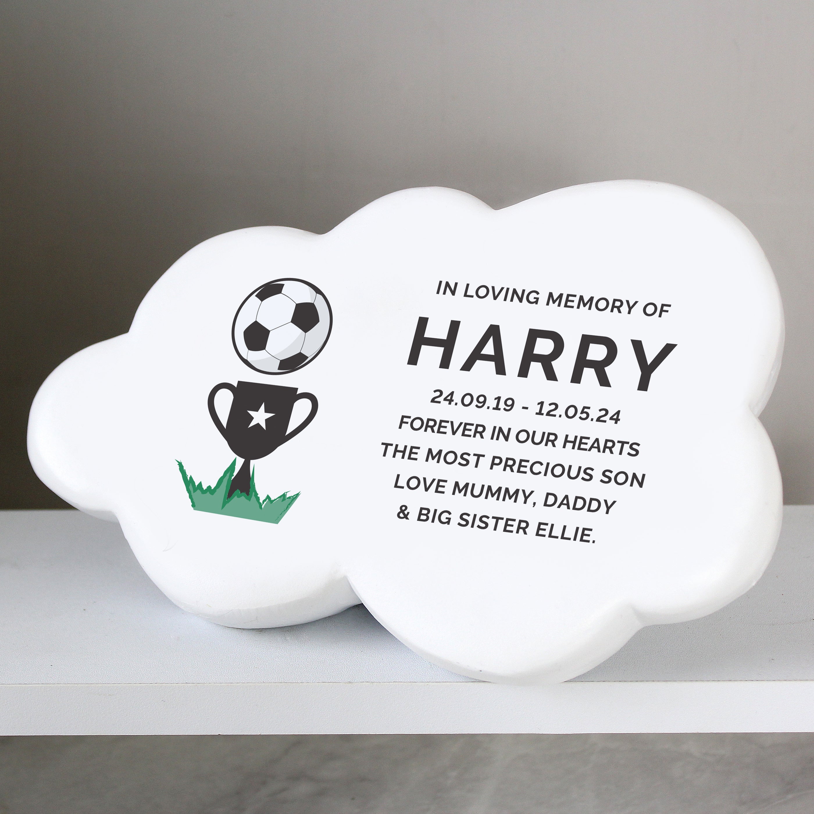 Ornaments Personalised Football Resin Memorial Cloud