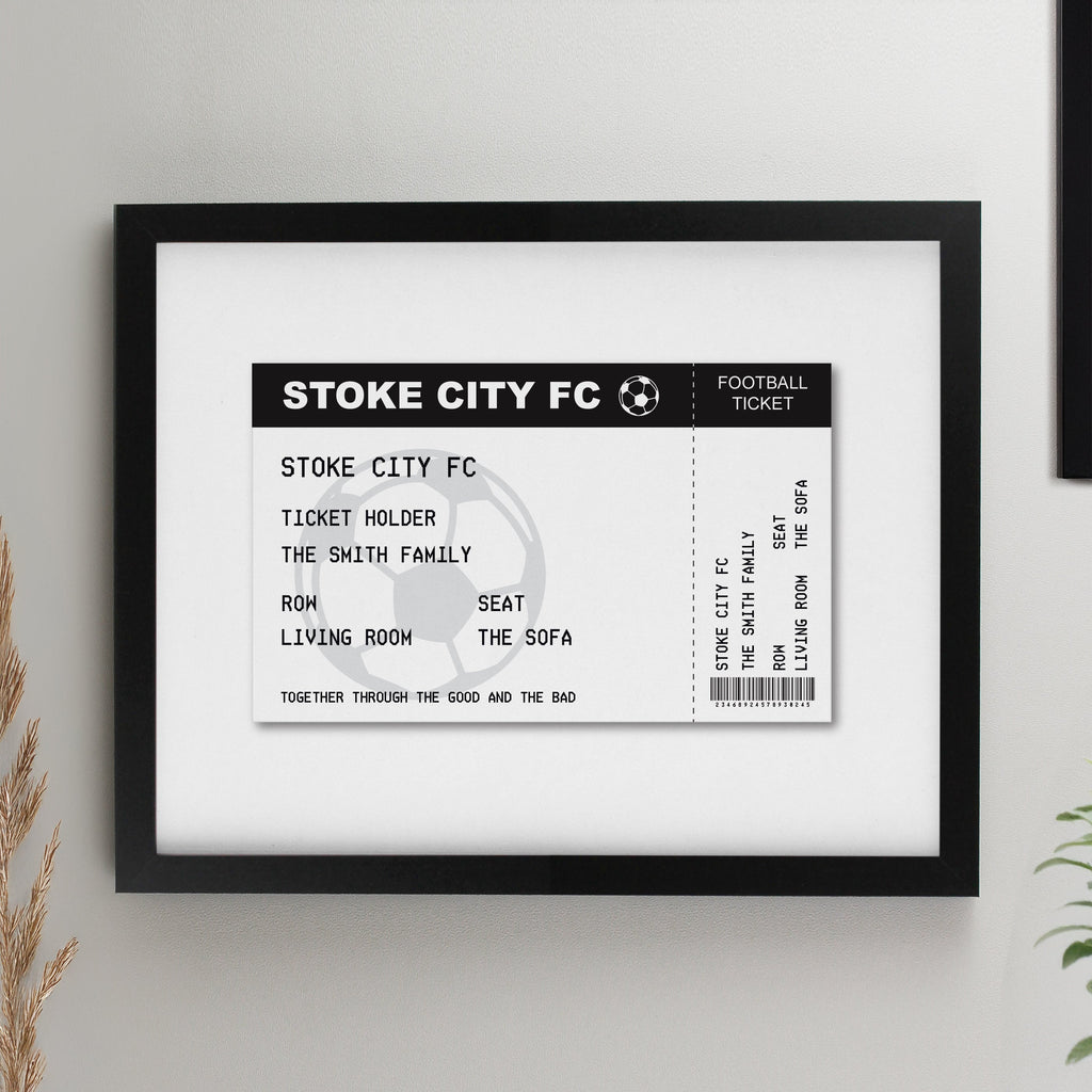 Framed Prints Personalised Football Ticket Black Poster Frame