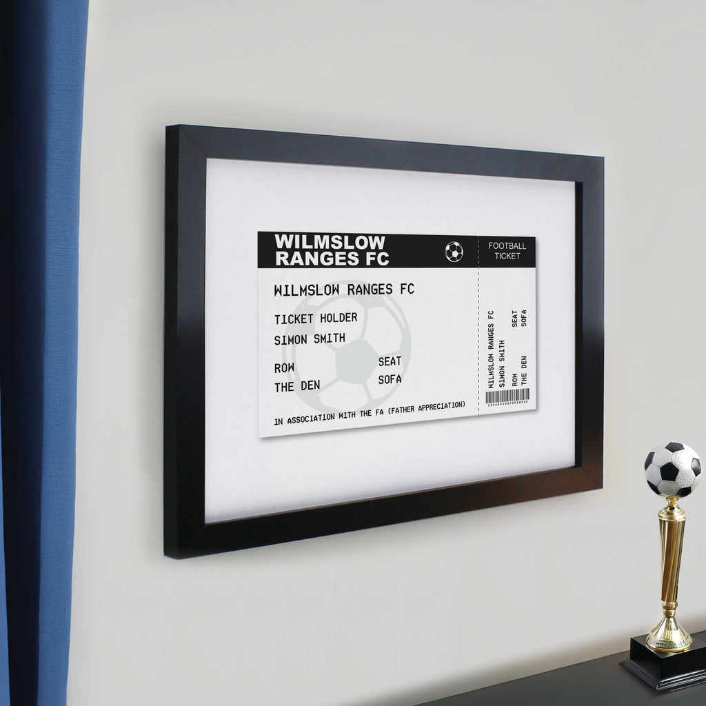 Framed Prints Personalised Football Ticket Black Poster Frame