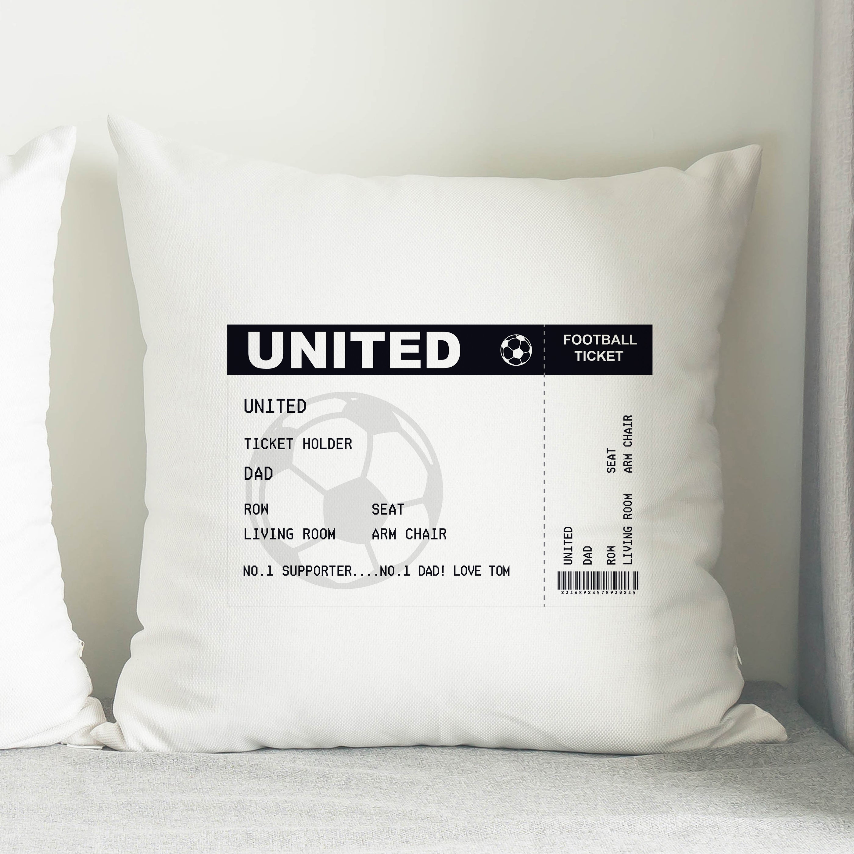 Textiles Personalised Football Ticket Cushion