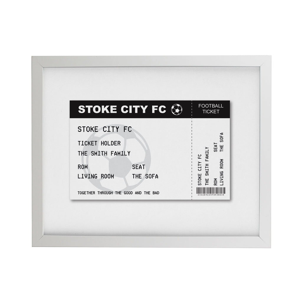 Framed Prints Personalised Football Ticket White poster Frame