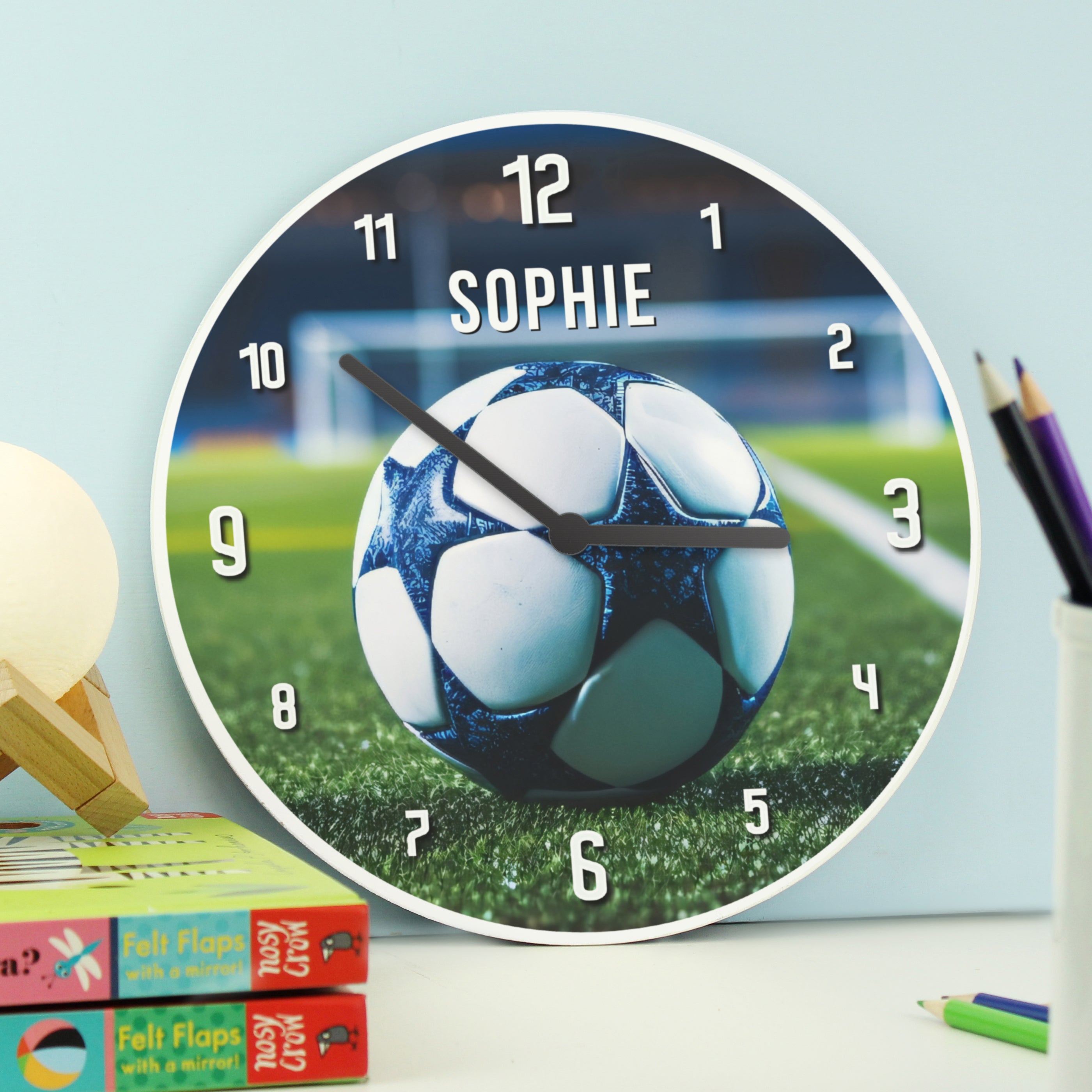 Clocks & Watches Personalised Football Wooden Childrens Clock
