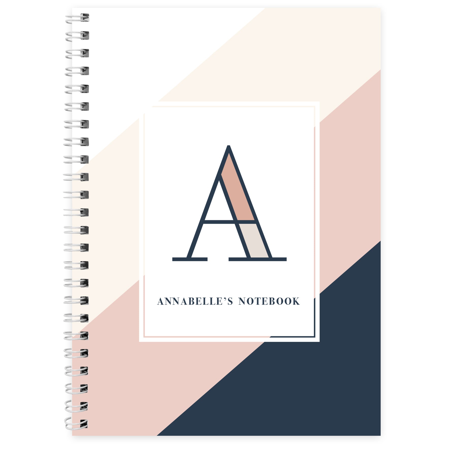 Stationery & Pens Personalised Free Text Navy & Blush A5 Notebook