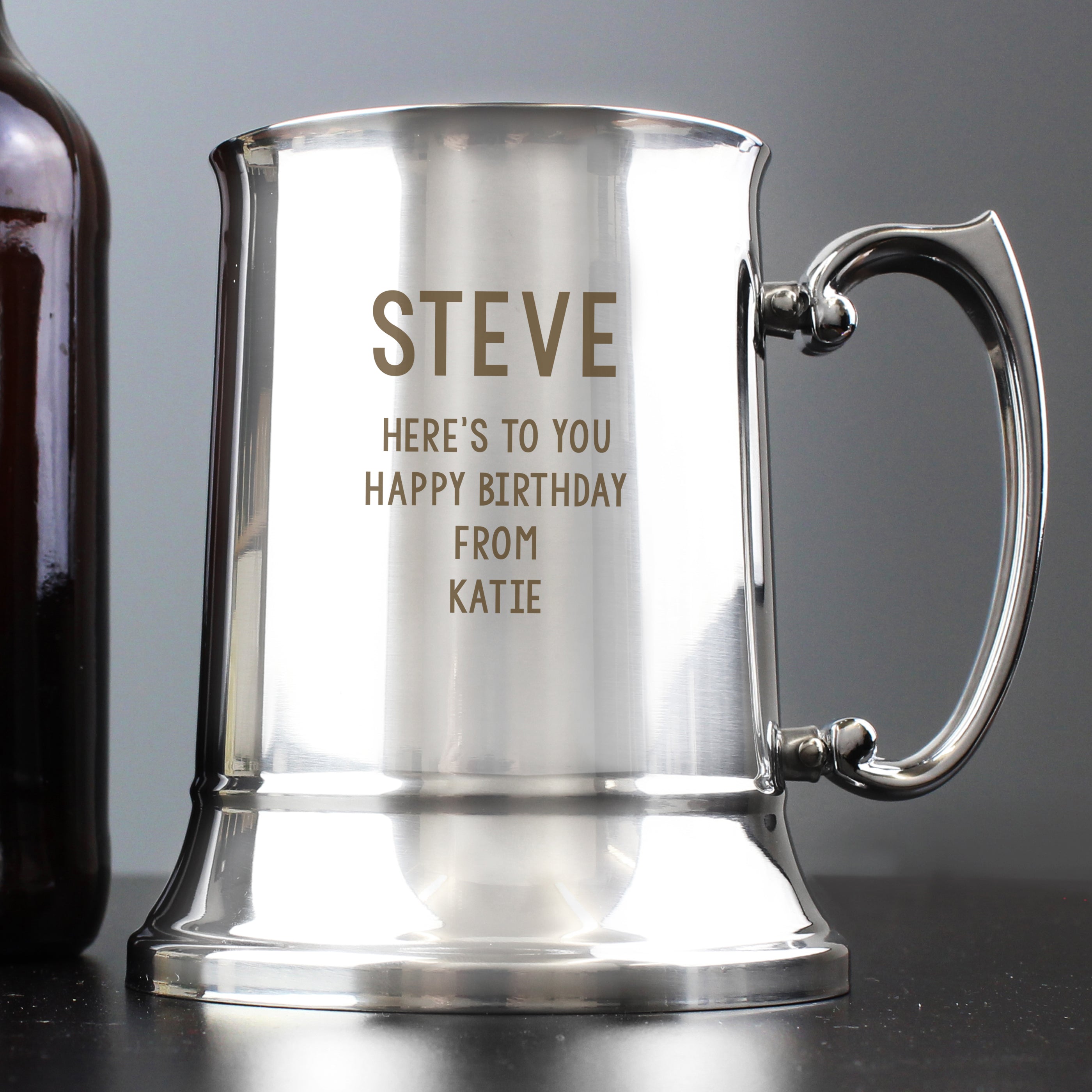 Glasses & Barware Personalised Free Text Stainless Steel Tankard