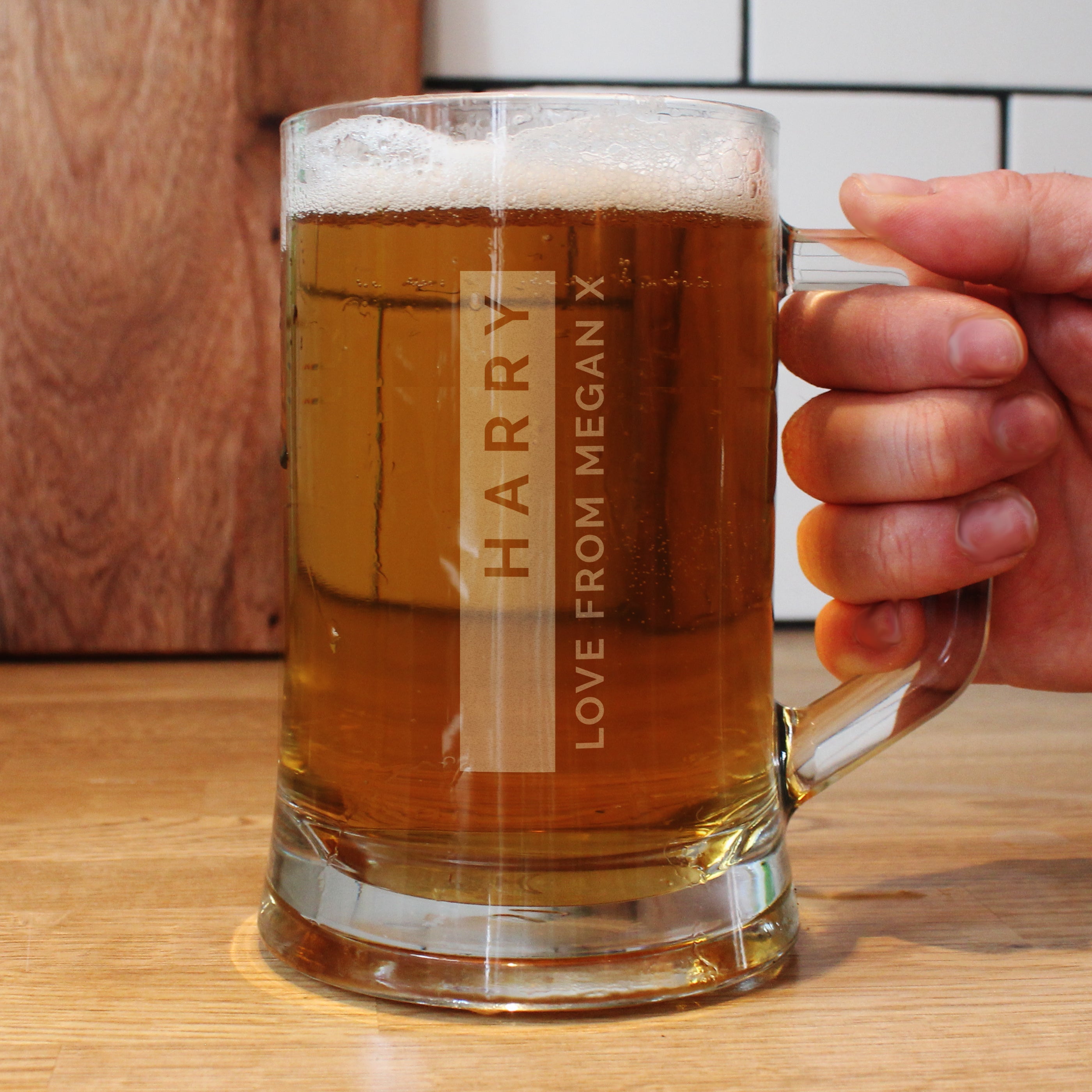 Glasses & Barware Personalised Free Text Stripe Pint Stern Tankard